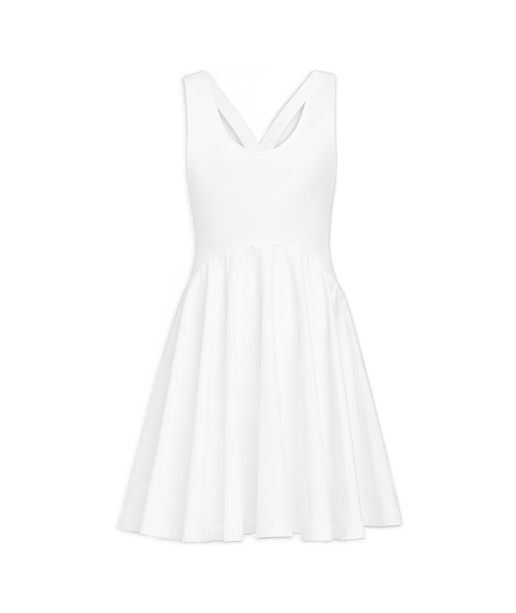 Alaïa Flared Skater Mini Dress With Lace Detail In White
