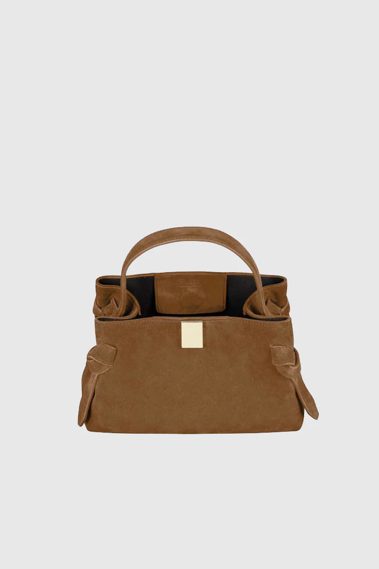 Yuzefi Gyoza Suede Cross Body Bag In Brown