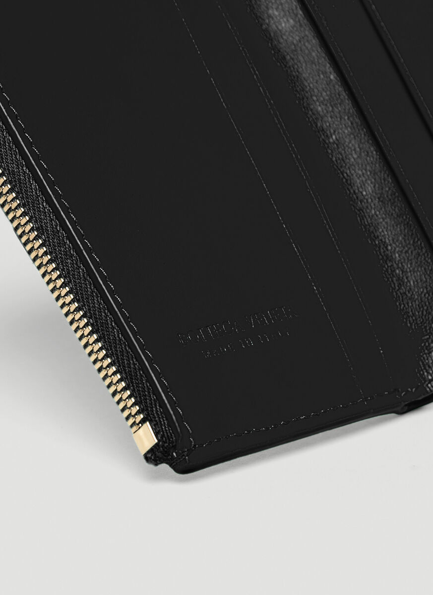 Bottega Veneta Intrecciato Tri-fold Wallet In Black