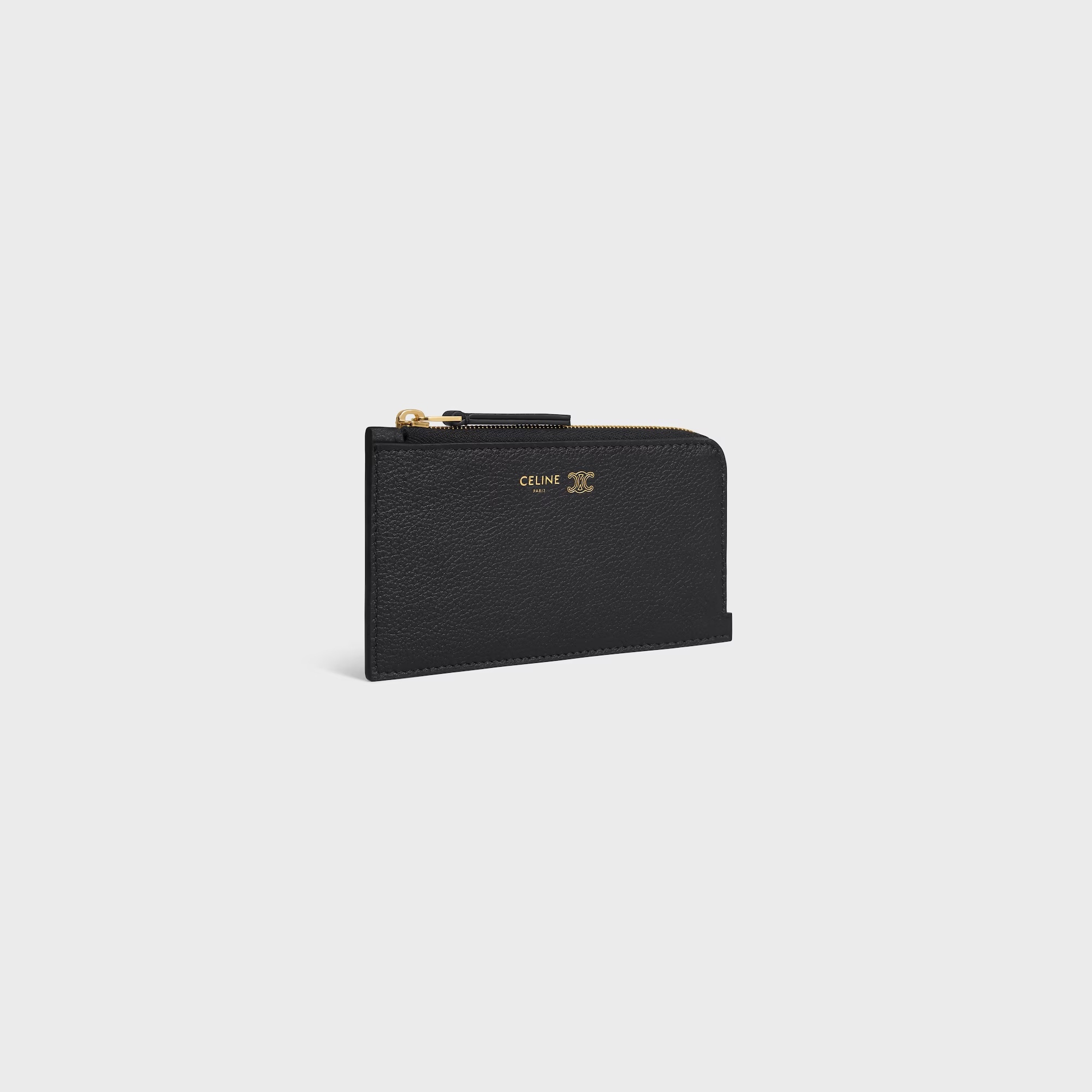 Celine Long Zipped Card Holder In Supple Grained Calfskin