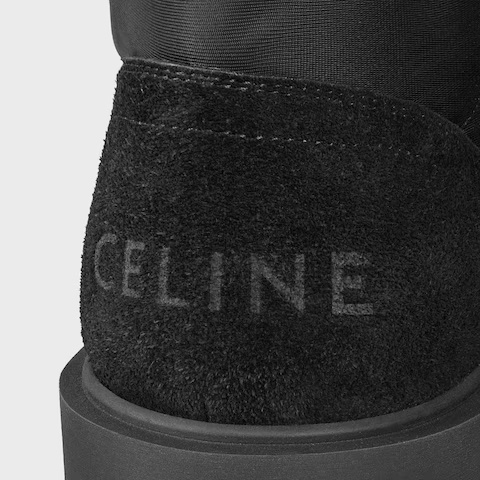 Celine Margaret Boot In Nylon And Suede Calfskin In Black