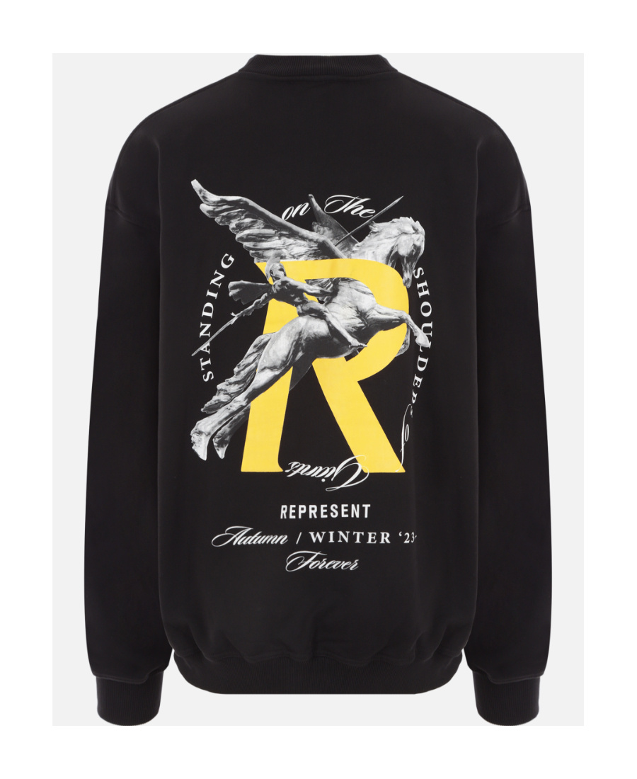 Represent Graphic-print Cotton Sweatshirt In Black