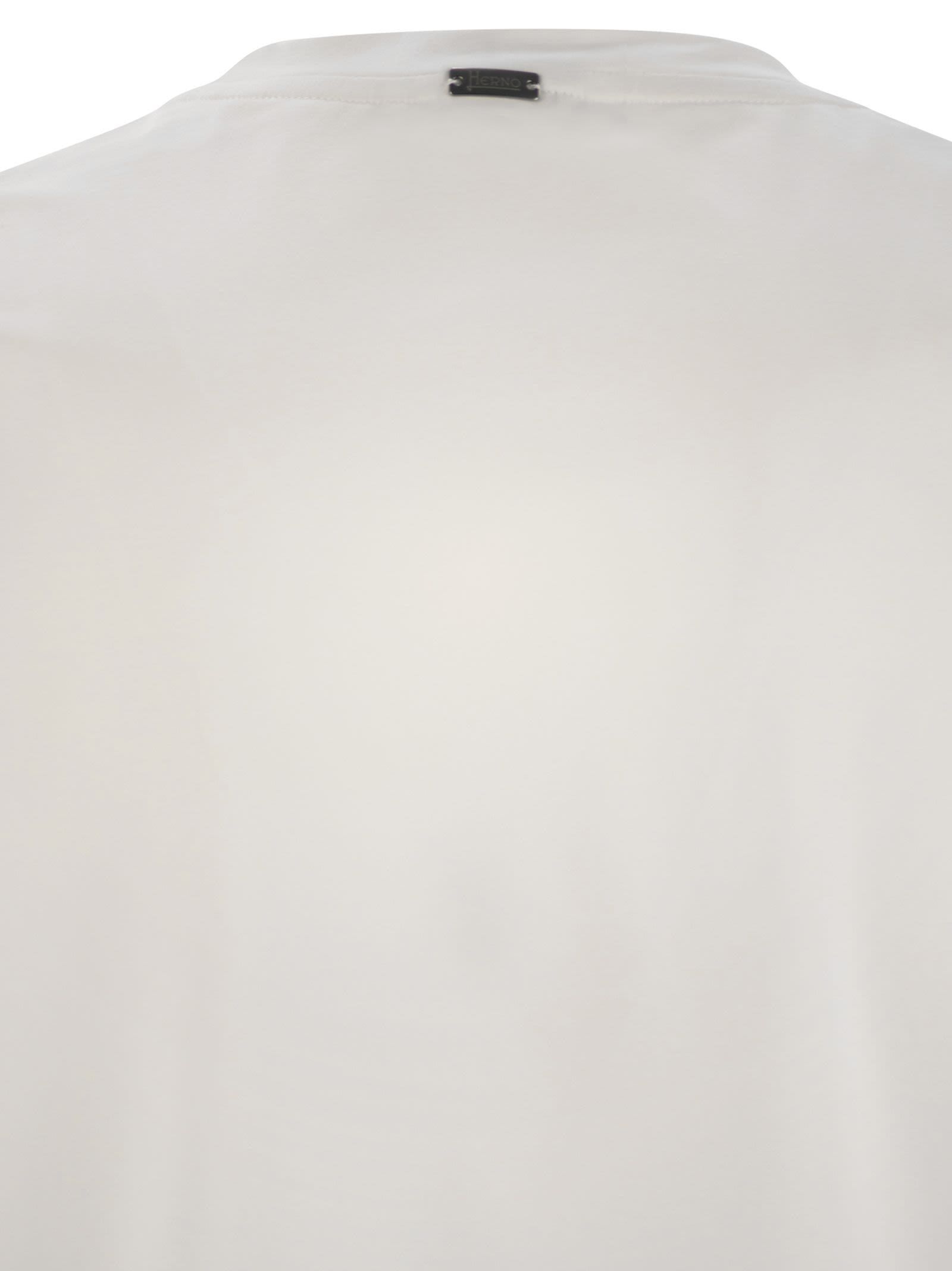 Herno Men Resort T-shirt In Cotton And Light Stretch Nylon In White