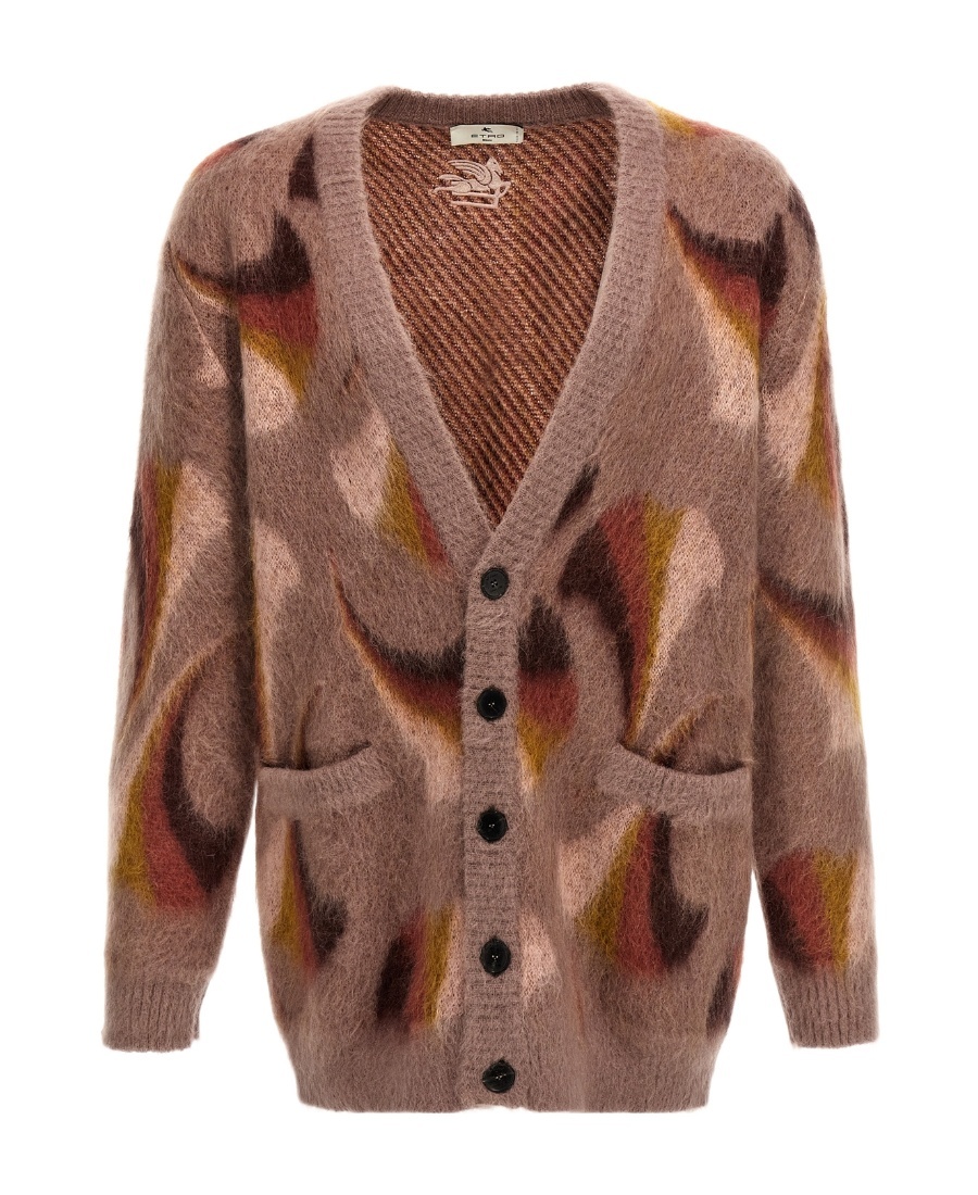 Etro V-neck Cardigan With Front Pockets In Brown