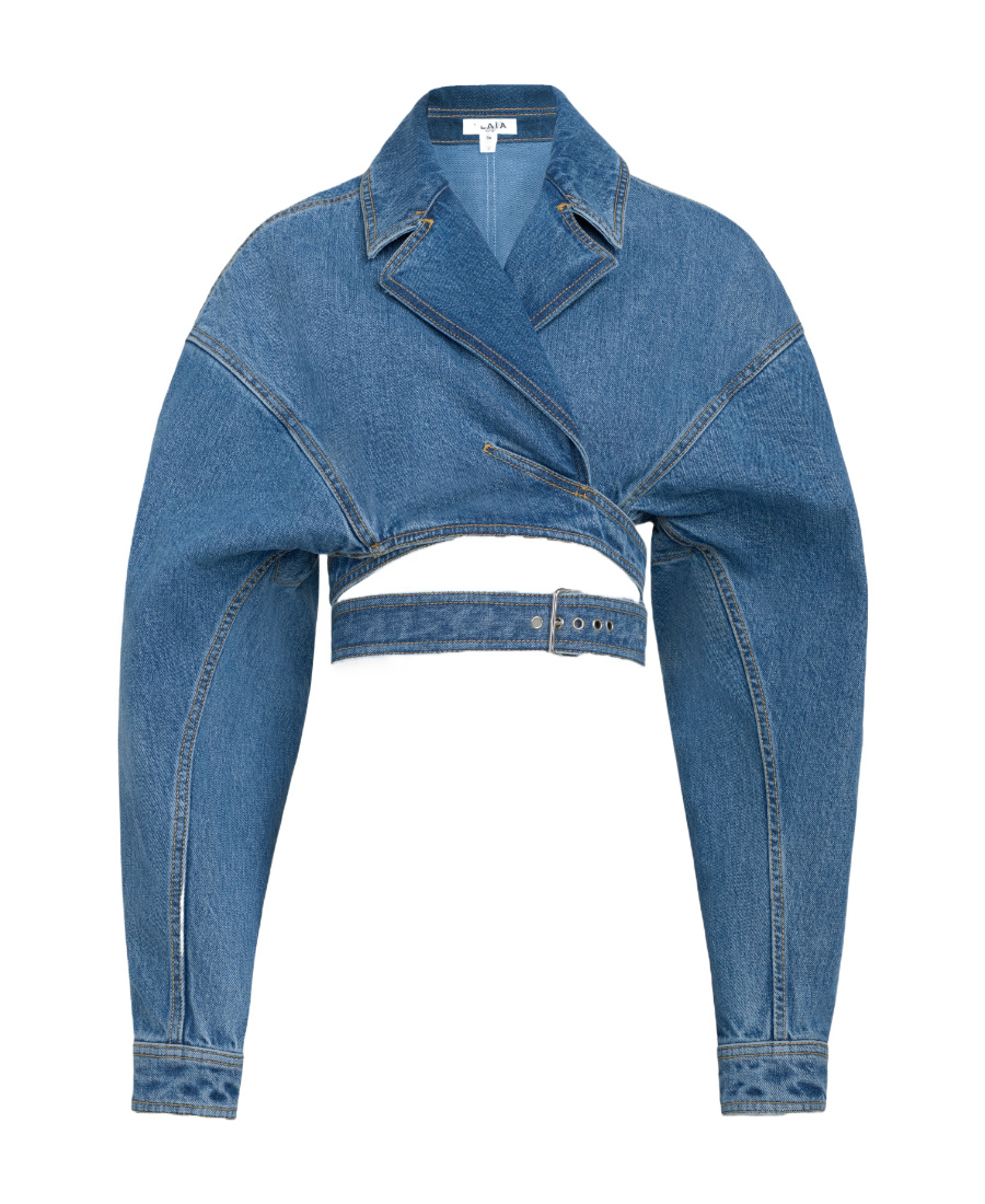ジャケット ALAIA Woman Jacket Blue AA9V0424T536A 525 Alaïa Long-sleeved Denim Jacket In 525 - Bleu Vintage | ModeSens