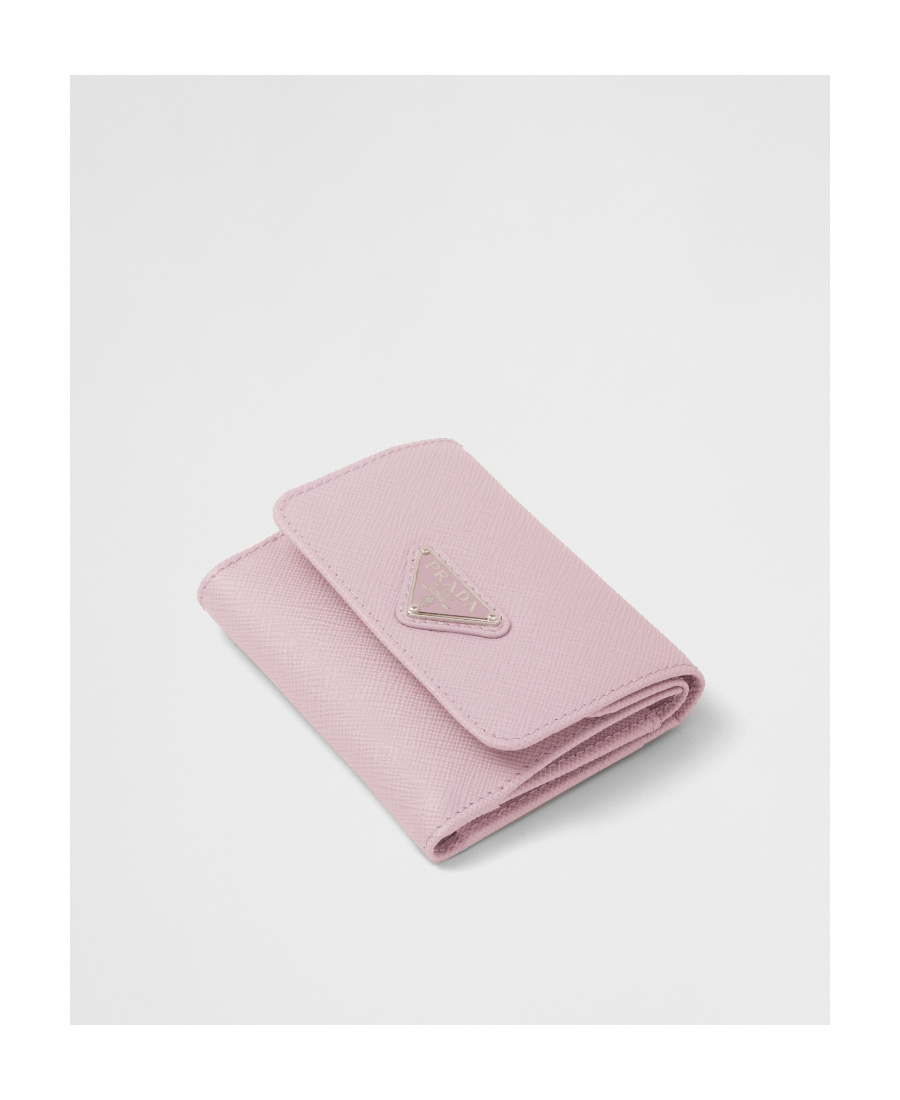 Prada Triangle-logo Saffiano Leather Wallet In Pink