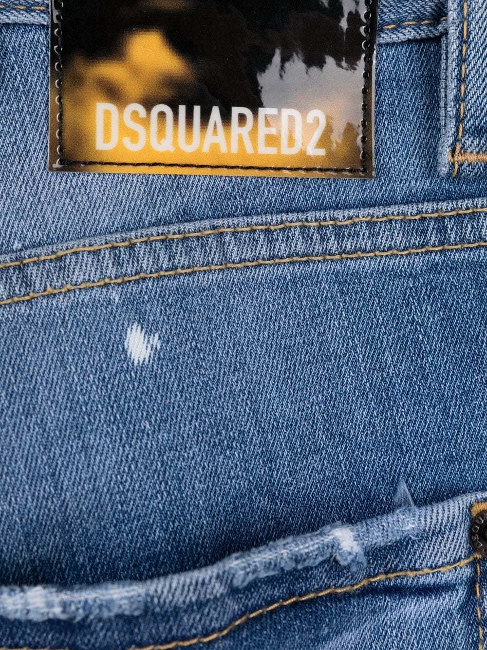 Dsquared2 Light Blue Ripped-detail Cropped Jeans In Blue