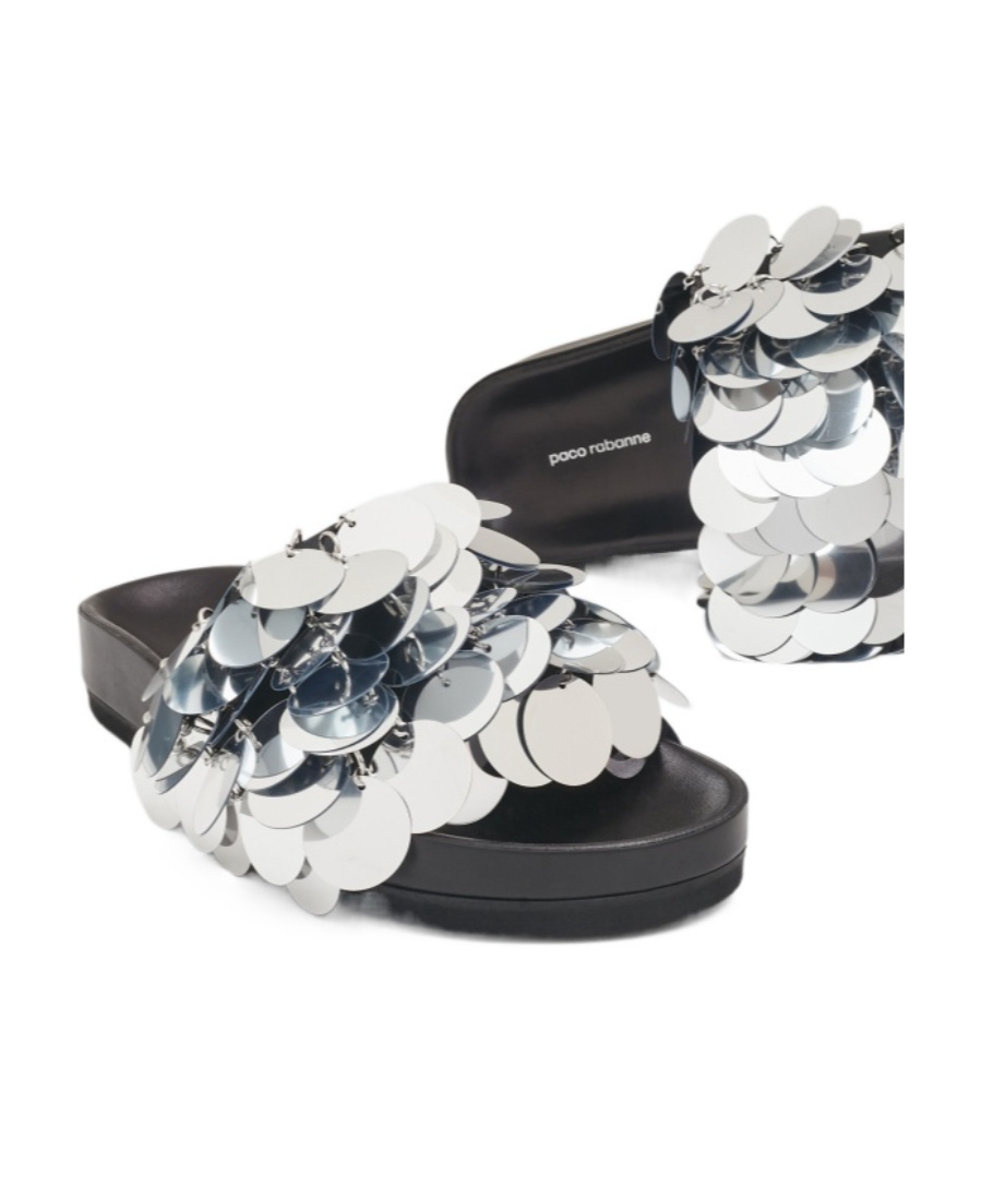 RABANNE SPARKLE DISC-DETAILING SANDALS 