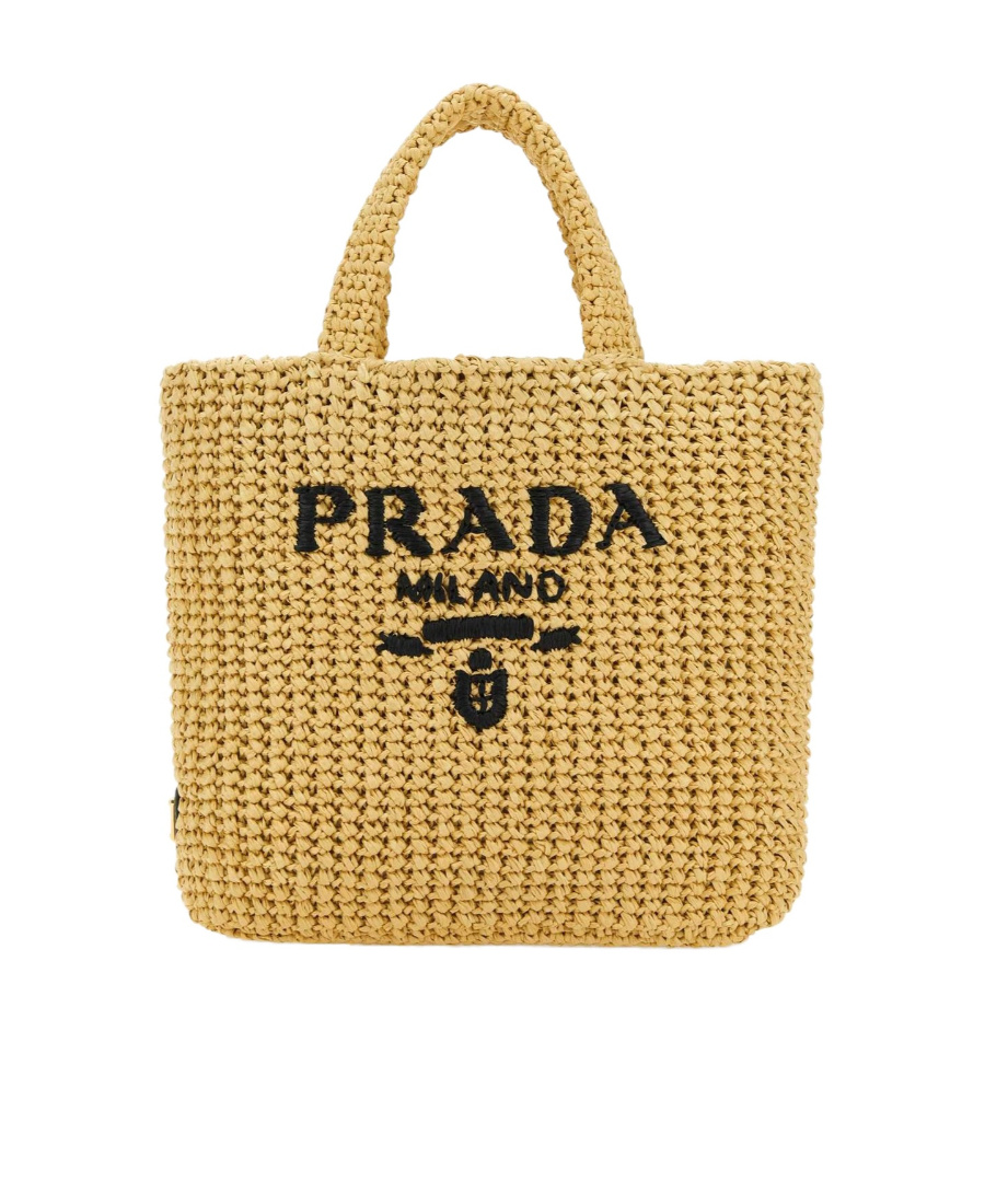 Shop Prada Logo Handbag In Nude