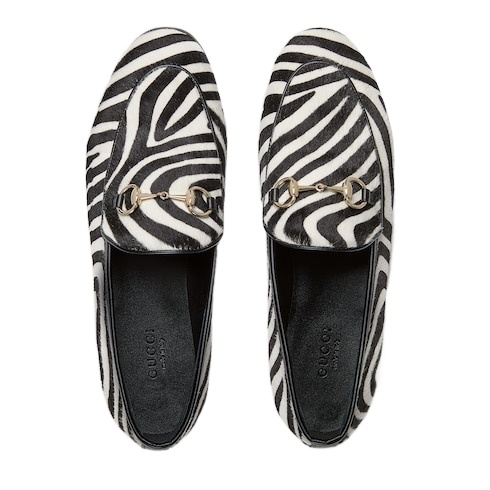 Gucci Zebra-print Calf Hair Loafers In Black