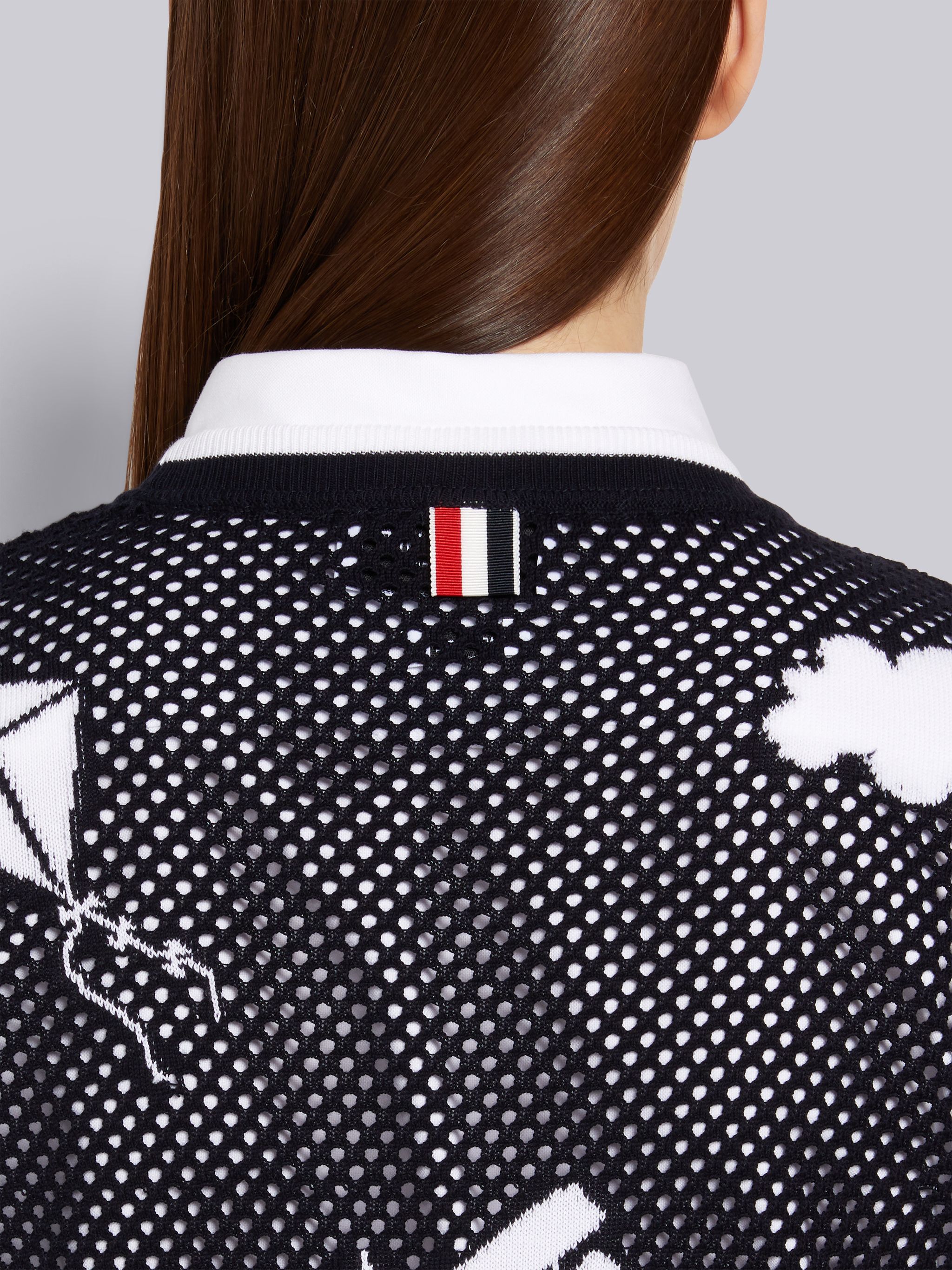 Thom Browne Sky Icons Mesh T-shirt In Black