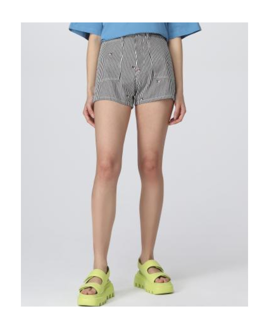 Kenzo Striped Embroidered High-waisted Shorts In Nude