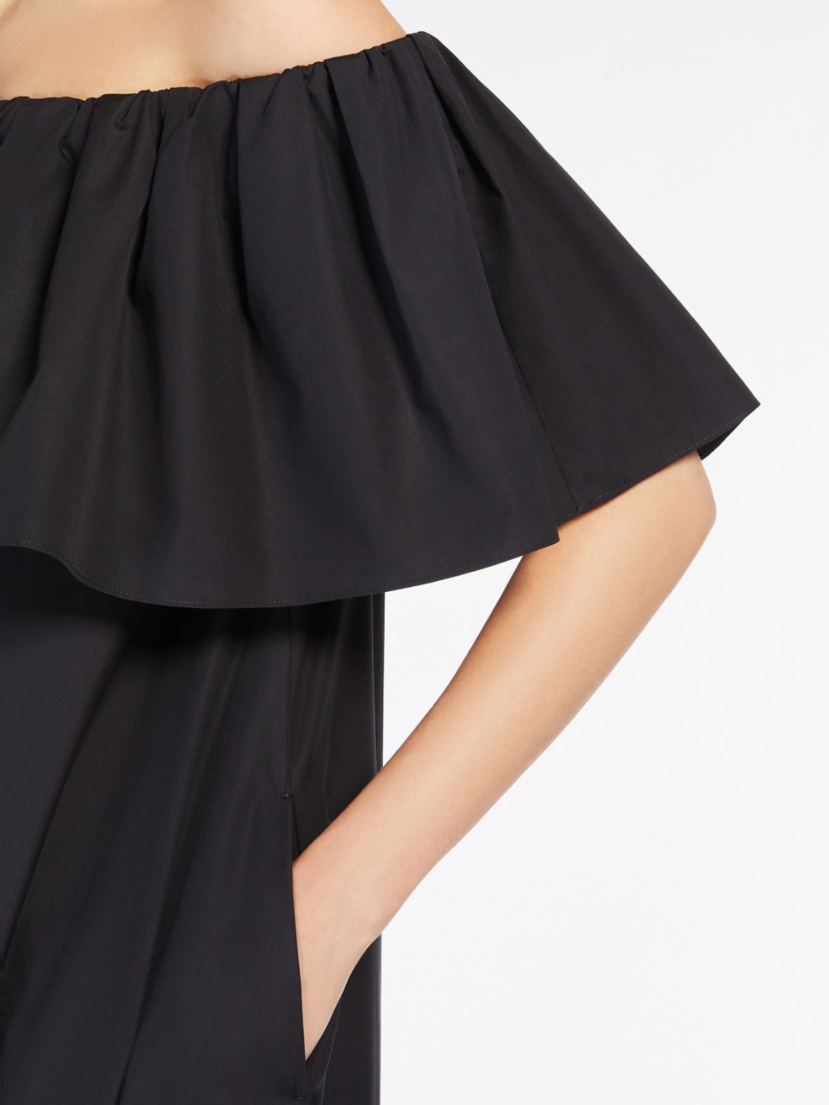 Shop Max Mara Poplin Off-the-shoulder Dress In Black