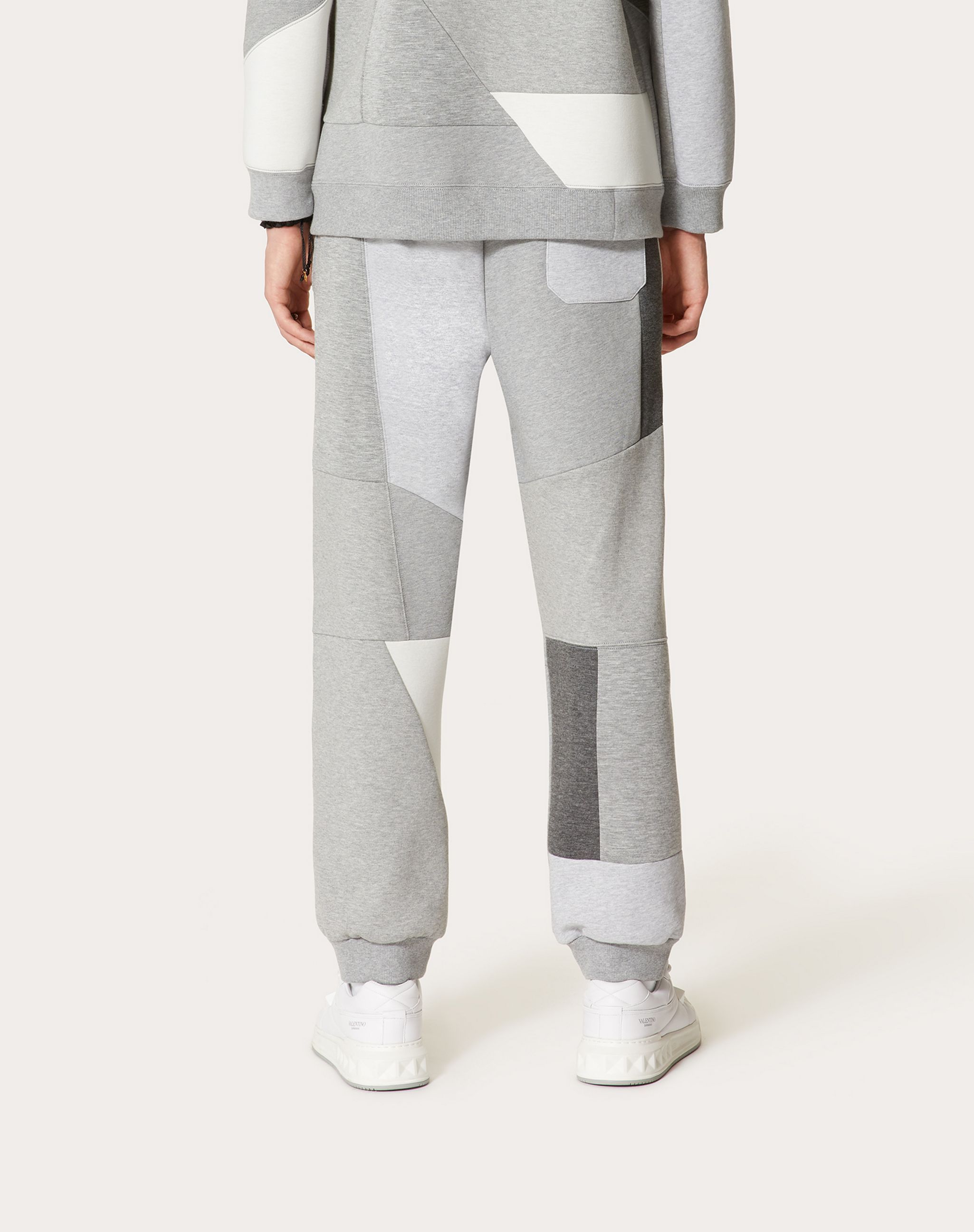 Valentino Vltn Logo-print Patchwork Track Pants In Gray