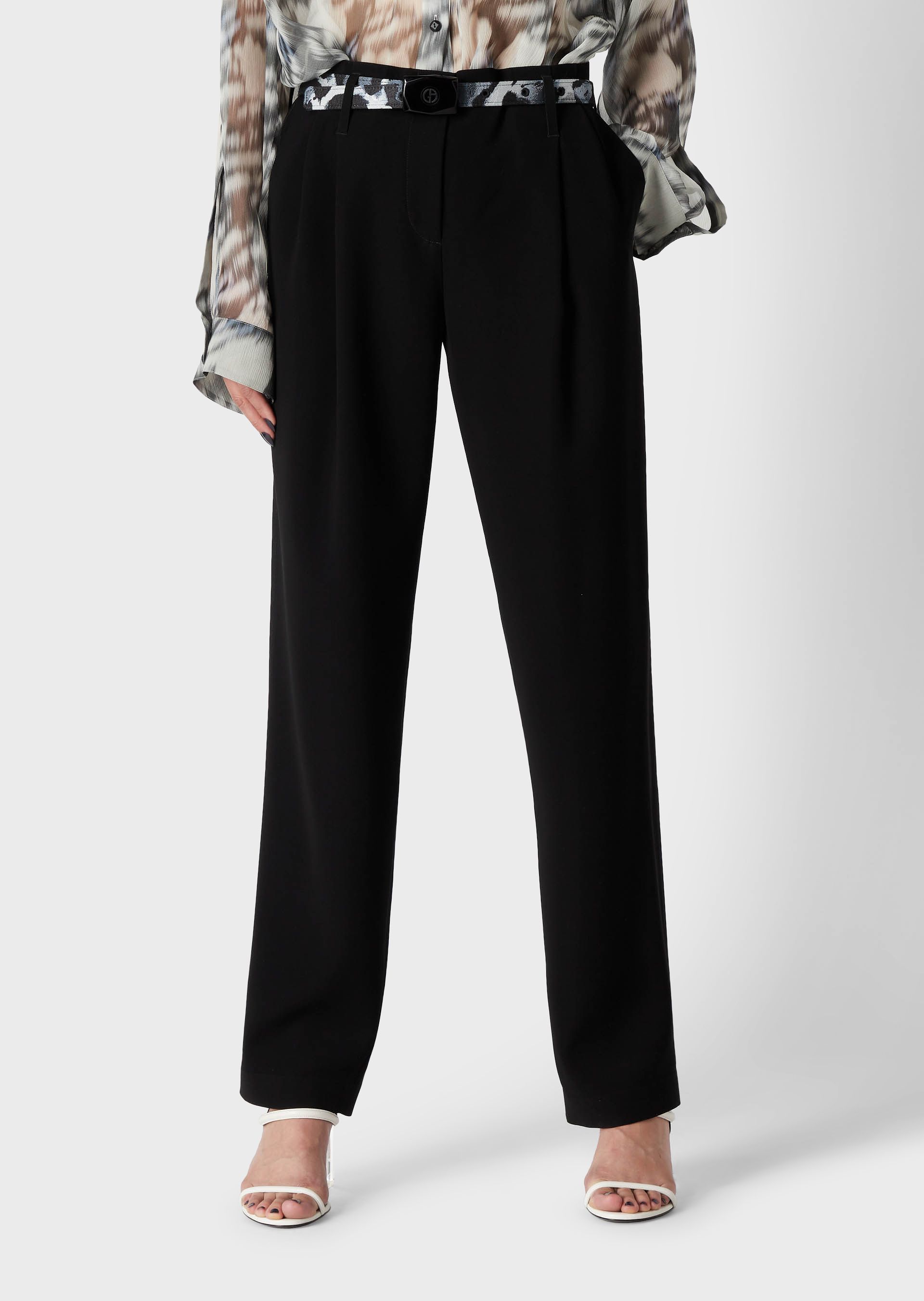 Giorgio Armani Belt Ring Casual Pants In Black