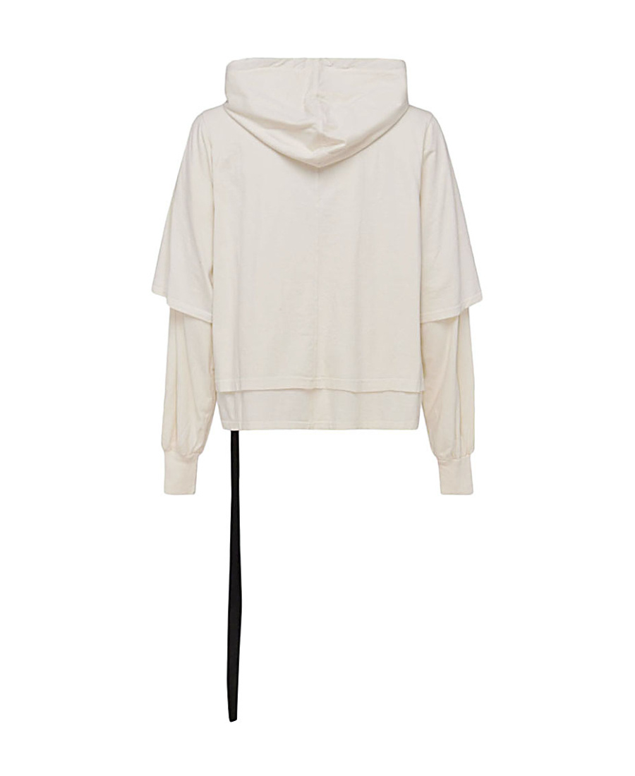 Rick Owens Drkshdw Layered Hooded Sweatshirt In White