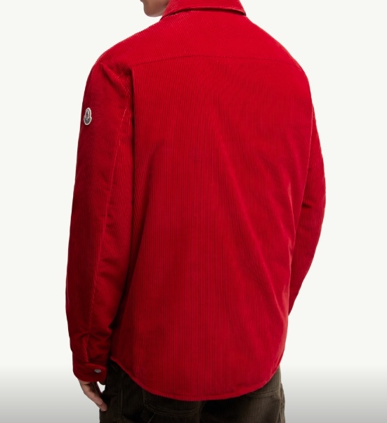 Moncler Ambroisie Corduroy Down Shirt Jacket In Red
