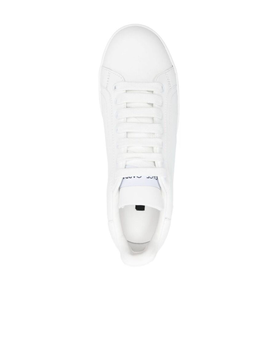 Dolce & Gabbana White Calfskin Portofino Sneakers In White