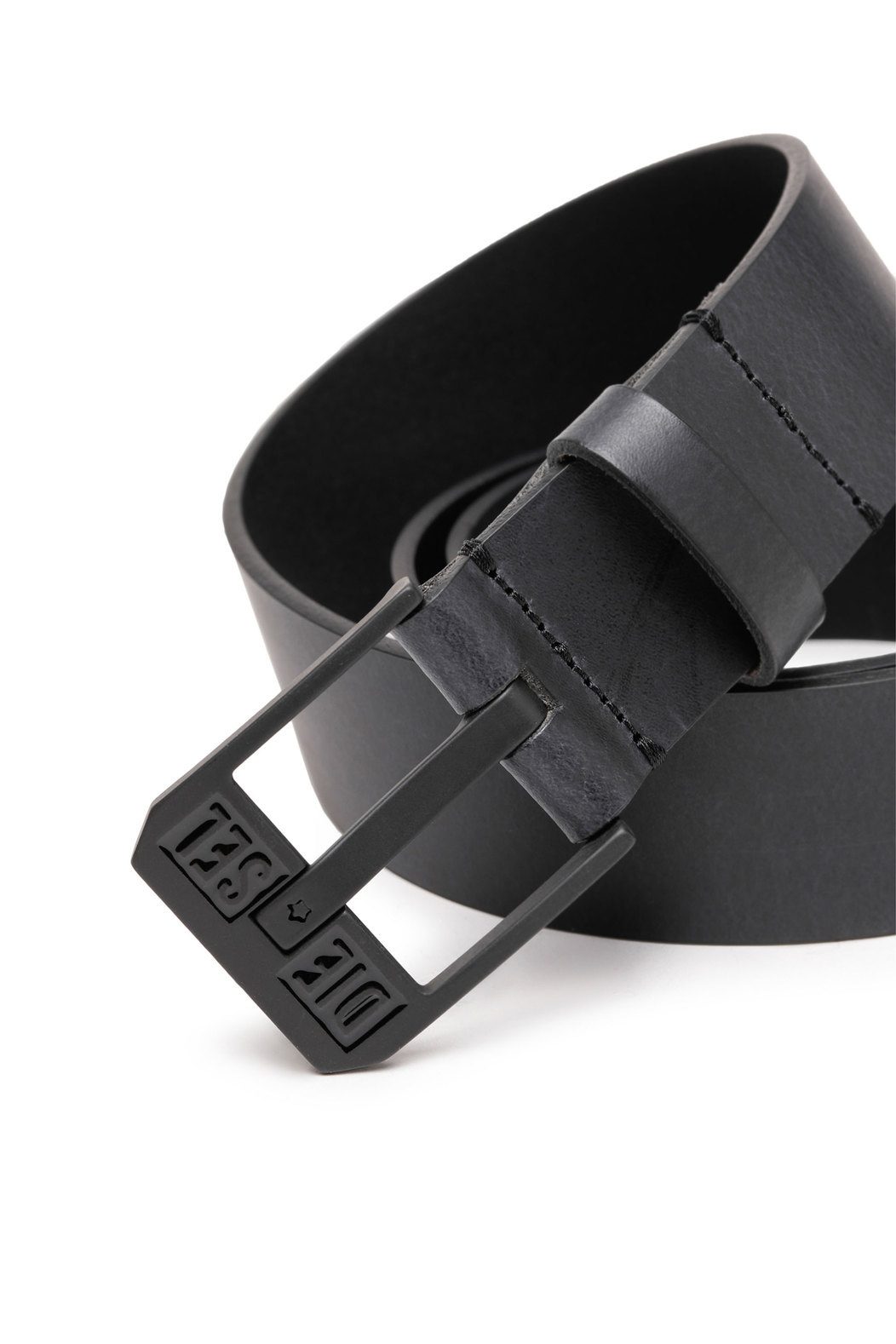 Diesel Logo-buckle Buffalo Leather Belt In Black