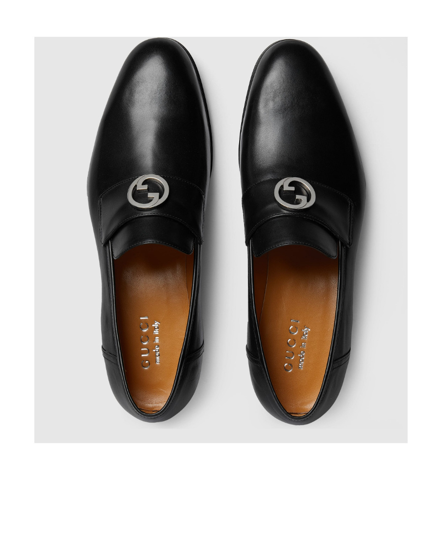 Gucci Logo Plaque Loafers In Black