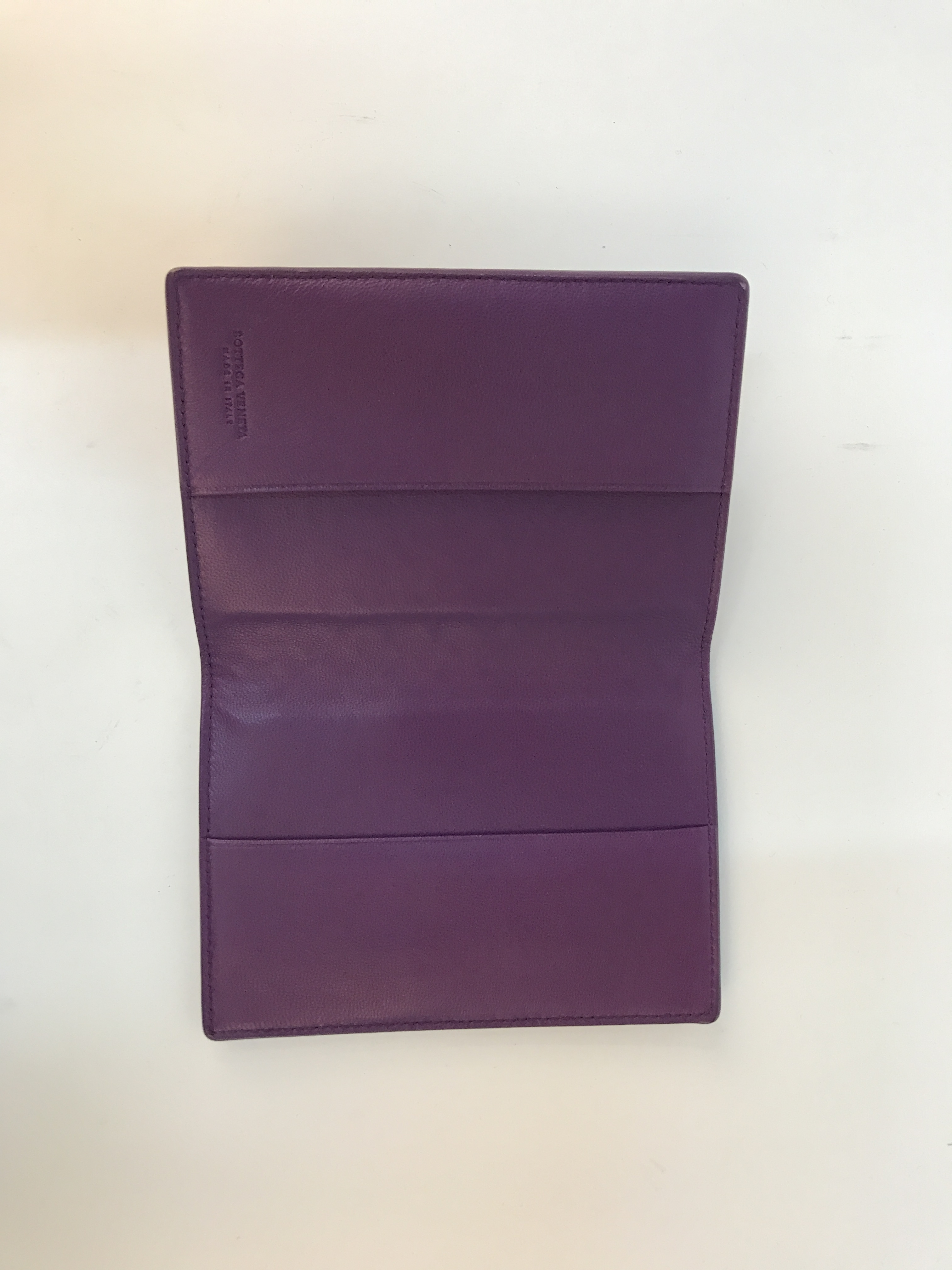 Bottega Veneta Weaving Passport Cover In Purple