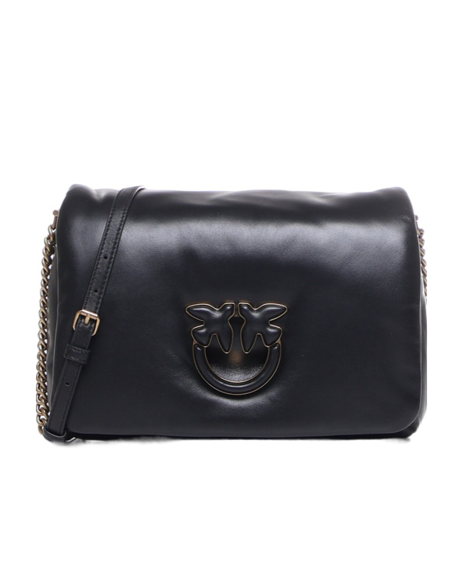 Pinko Baby Love Click Puff Foldover Top Crossbody Bag In Black