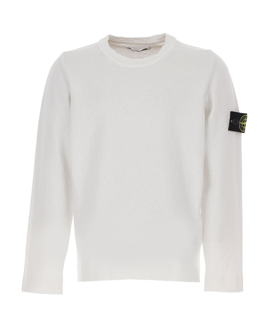 Stone Island Compass-badge Cotton Sweatshirt In White
