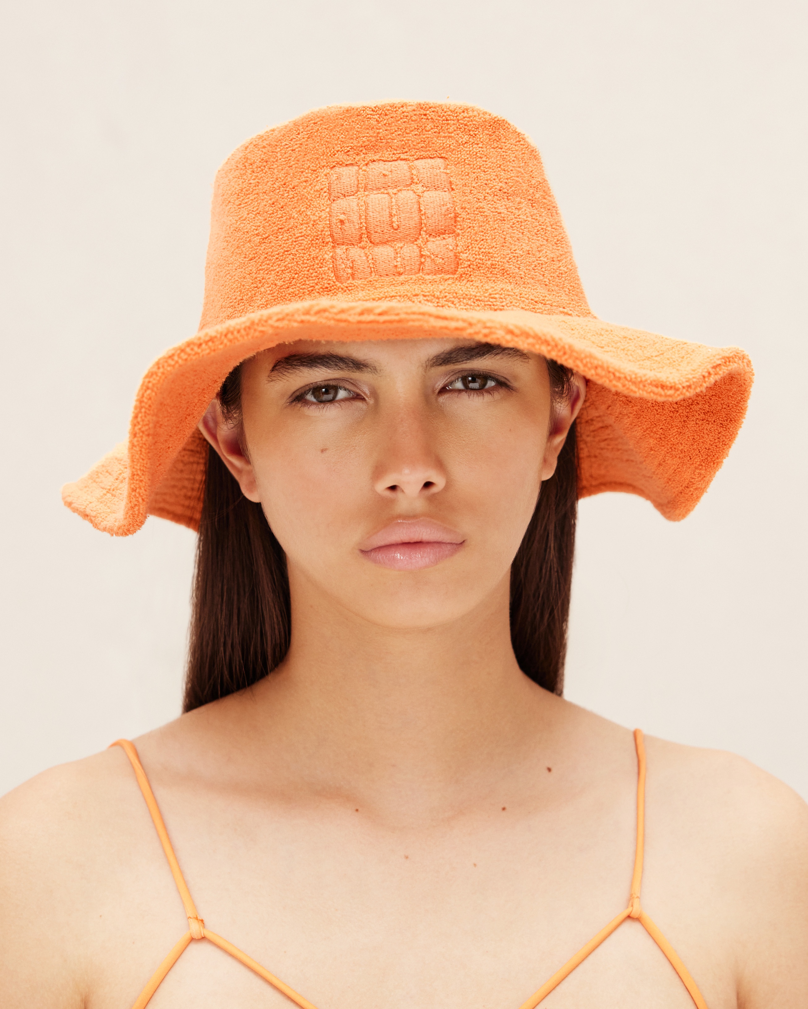 Jacquemus Le Bob Bandho Terry-cloth Bucket Hat In Orange