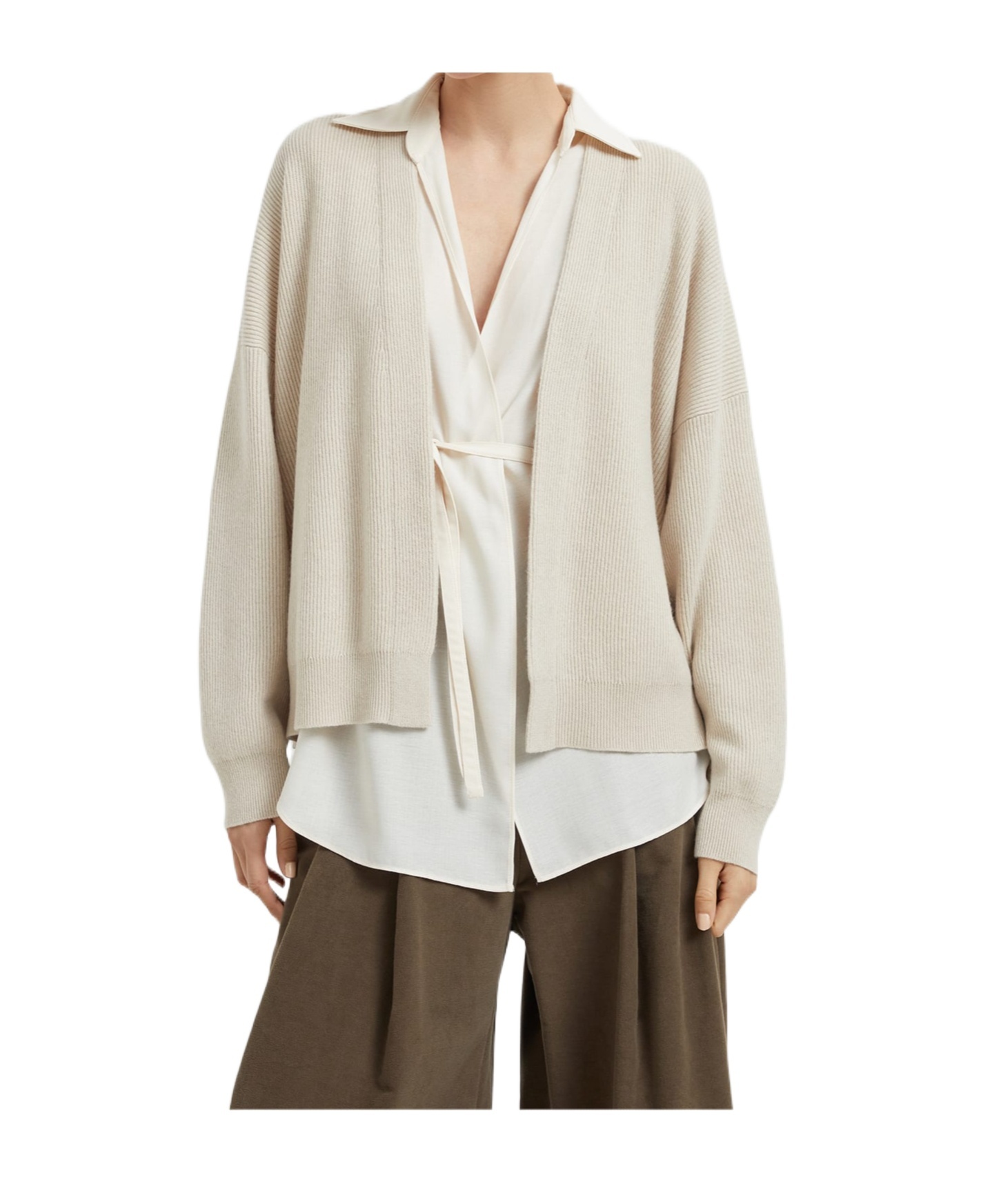 Brunello Cucinelli Cashmere Layered Cardigan In White