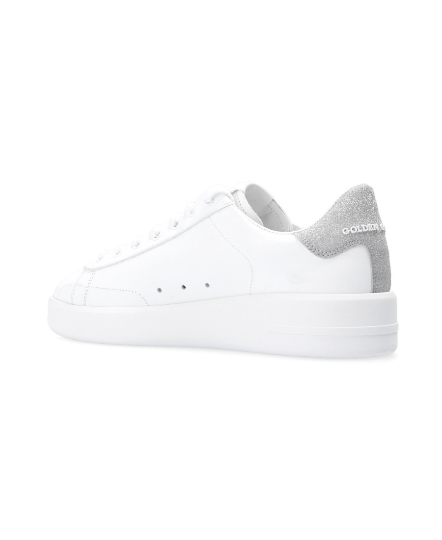 Golden Goose Purestar Sneakers In White Leather With Tone-on-tone Star And Silver Micro-glitter Heel Tab In White