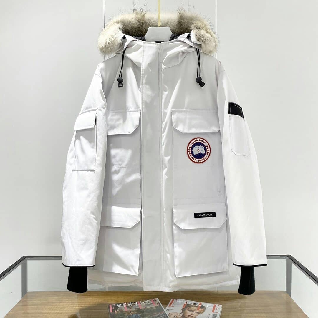 Shop Canada Goose Zippered Down Jacket In White