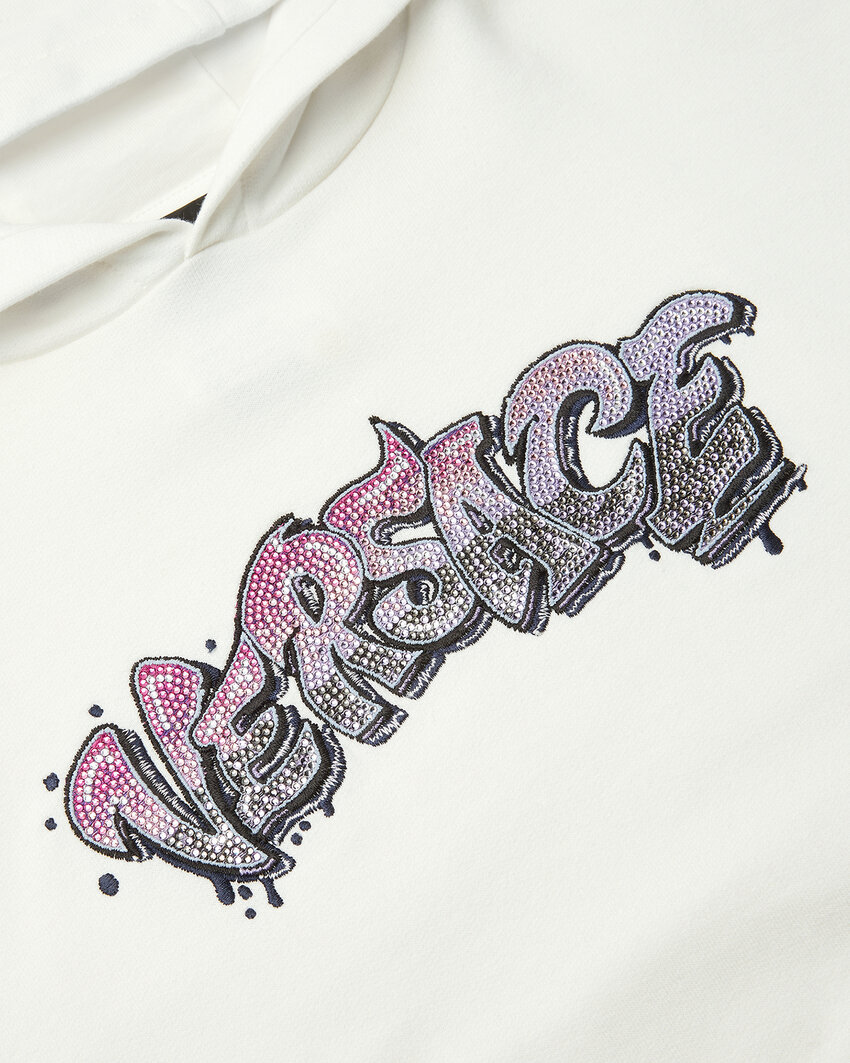 Versace Long-sleeved Hooded Sweater In White