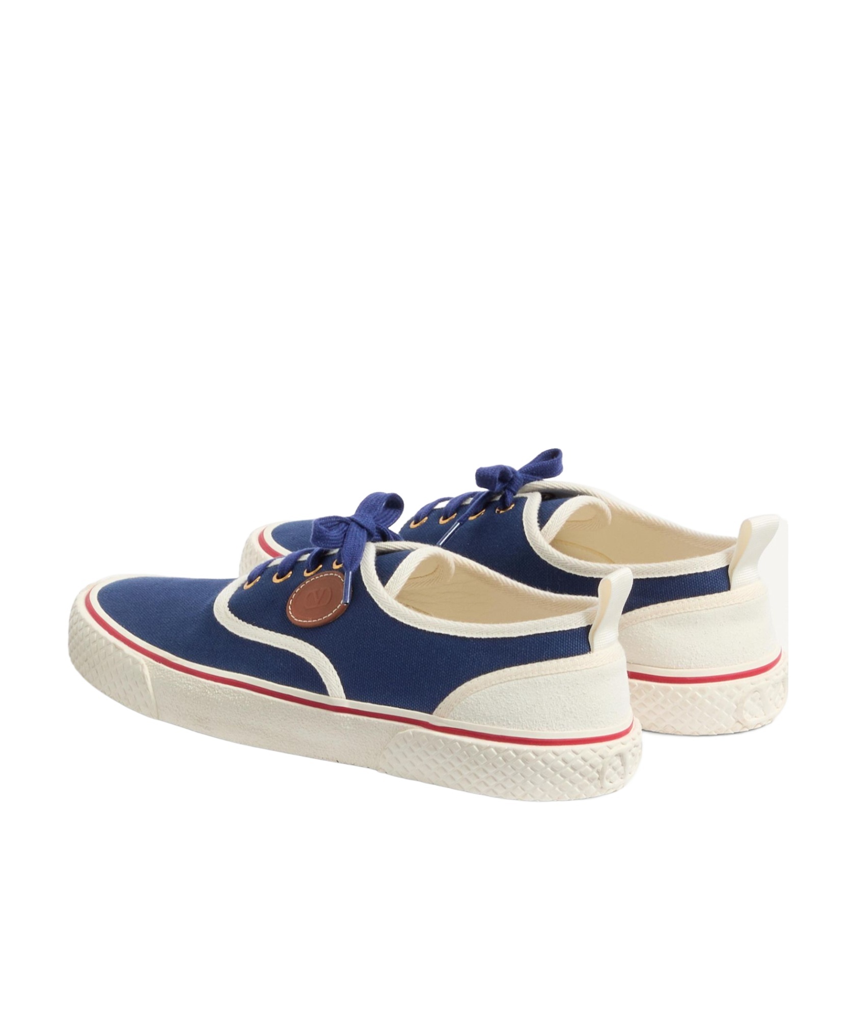 Valentino Garavani Blue Low Top Sneakers With Vlogo Patch On The Side In Cotton Man In Multicolor