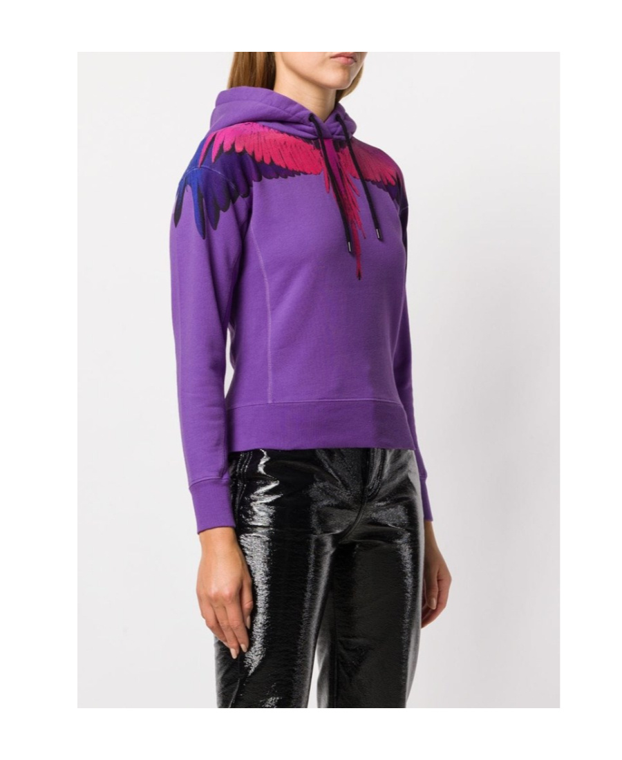 Marcelo Burlon County Of Milan Wings Printed Hooded Sweater In Purple