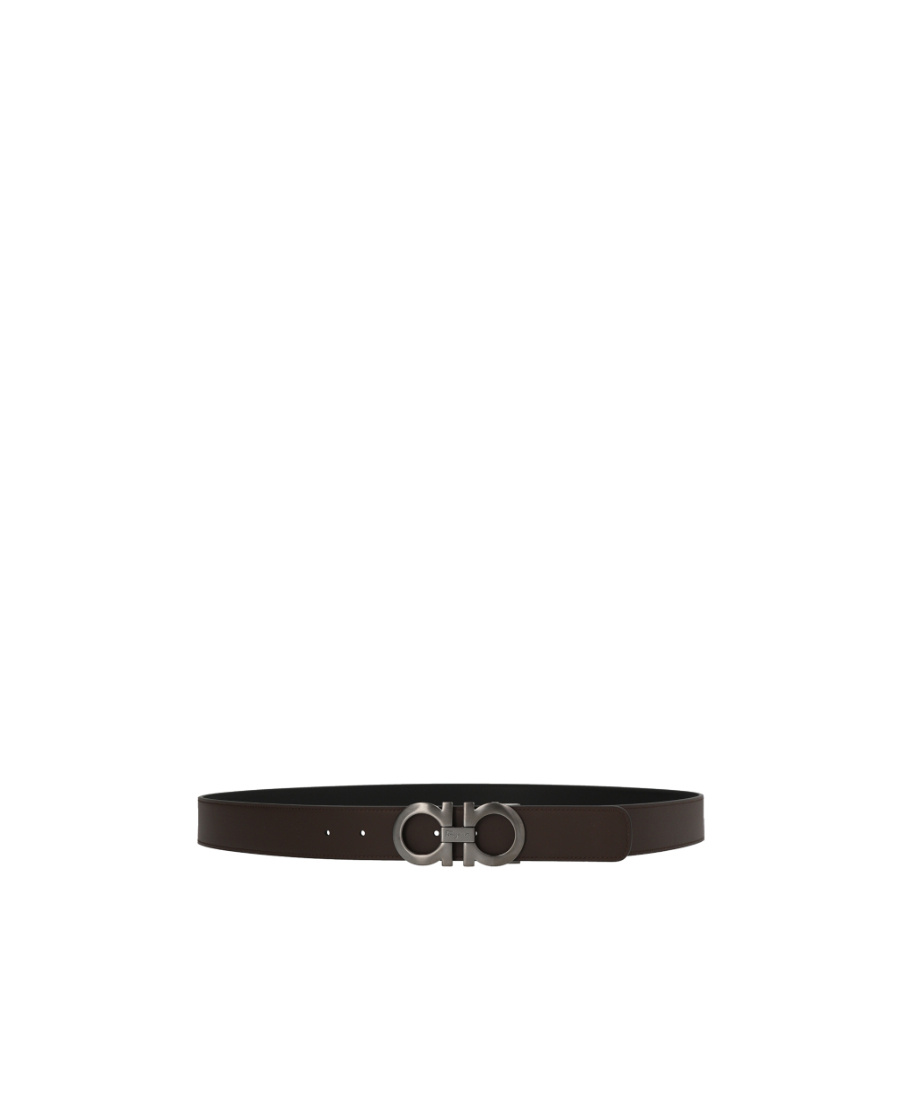 Ferragamo Logo Double-sided Belt In Black