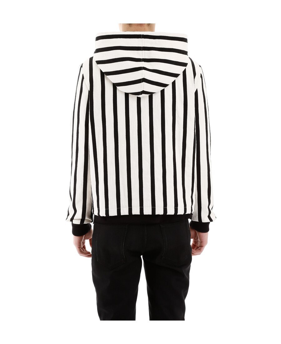 Saint Laurent Vertical Stripe Zipped Jacket In White