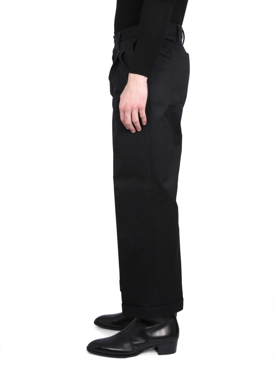 Pt Torino Stretch Cotton Blend Pant With Front Crease In Black