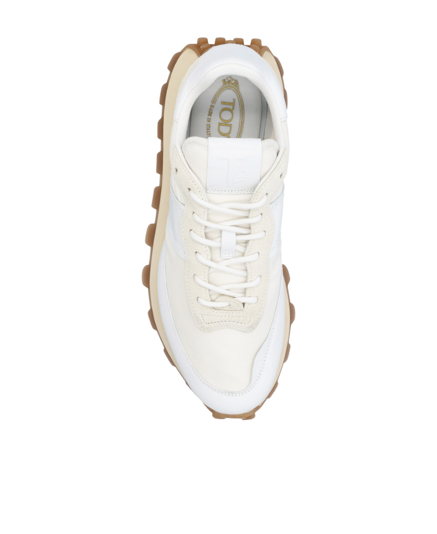 Shop Tod's Panelled Low-top Sneakers In Nude