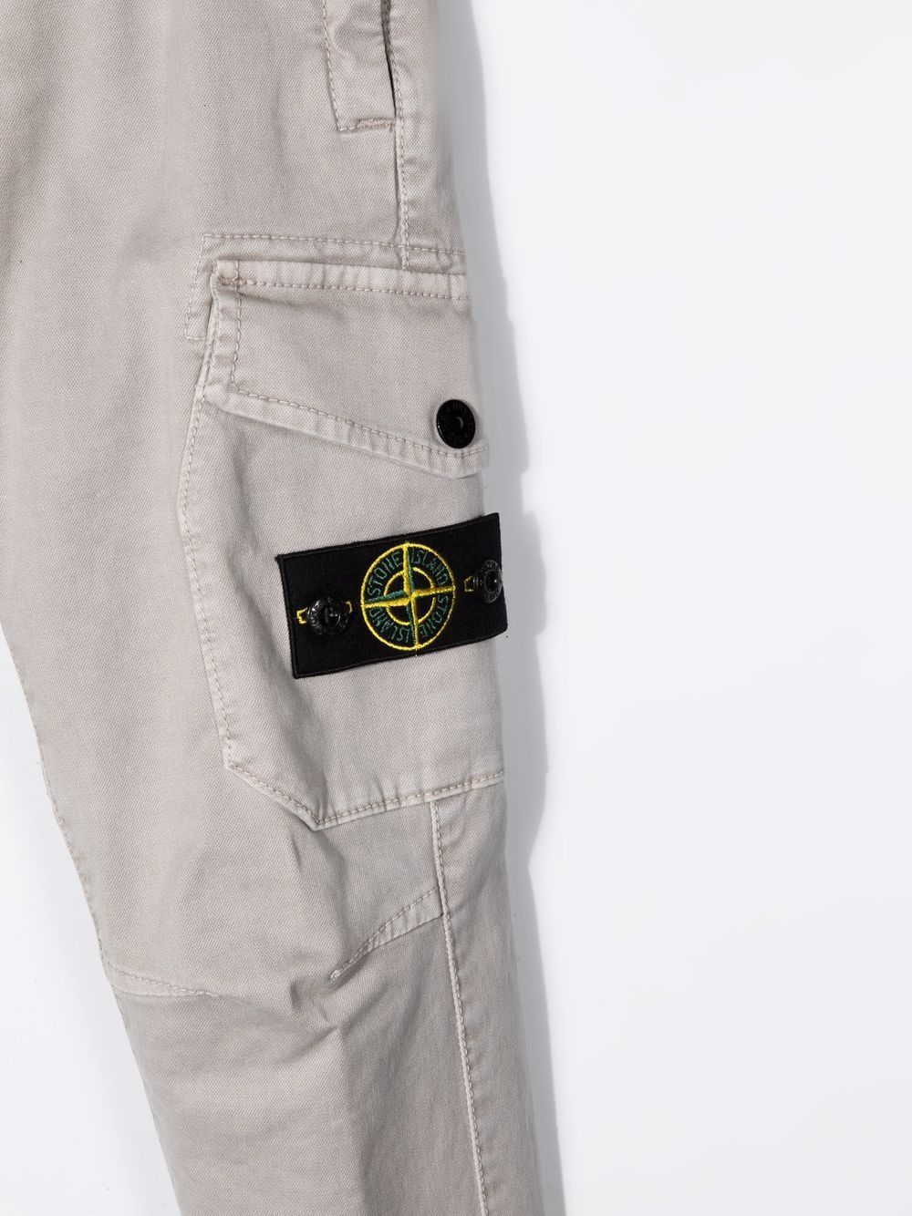 Stone Island Logo Patch Straight Trousers In Gray