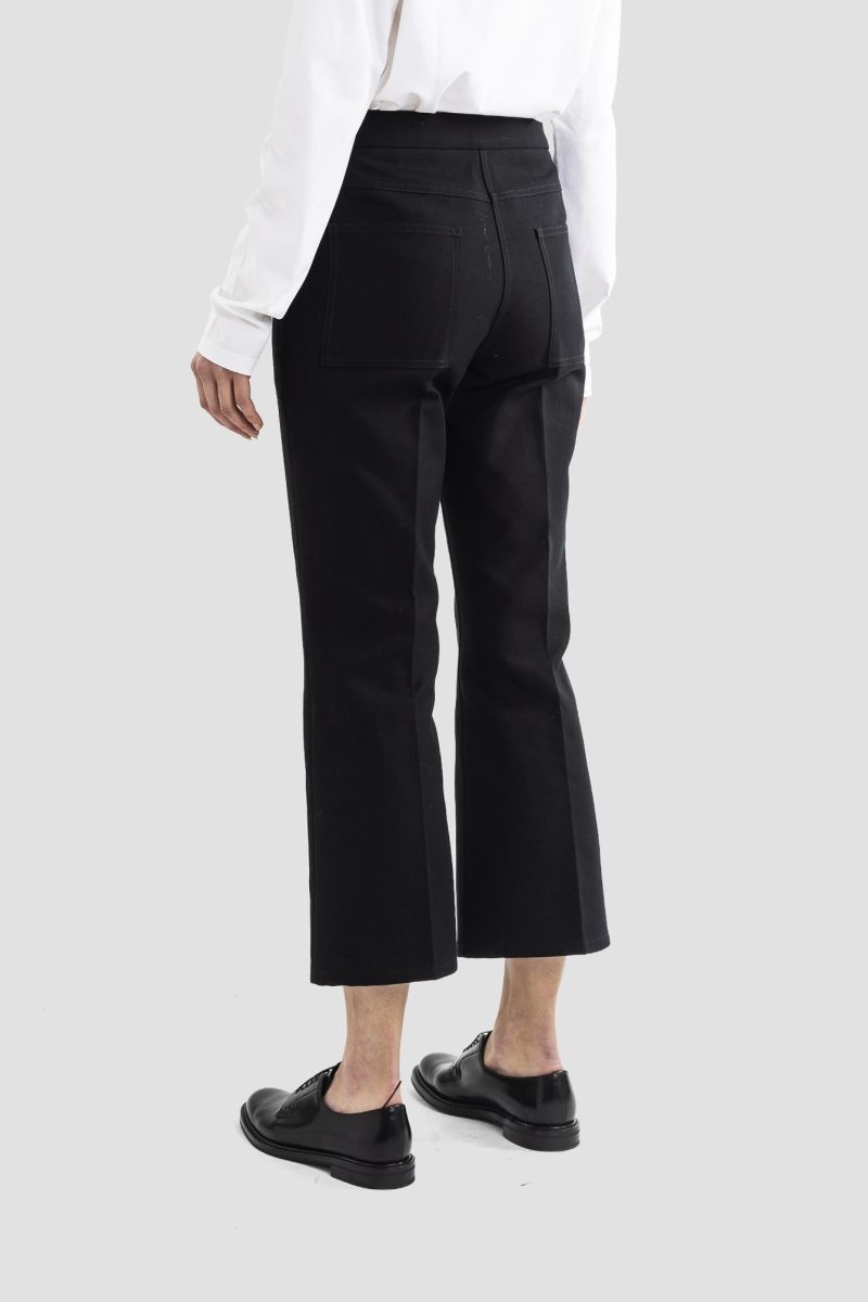 Jil Sander Pressed-crease Flared Cropped Trousers In Black