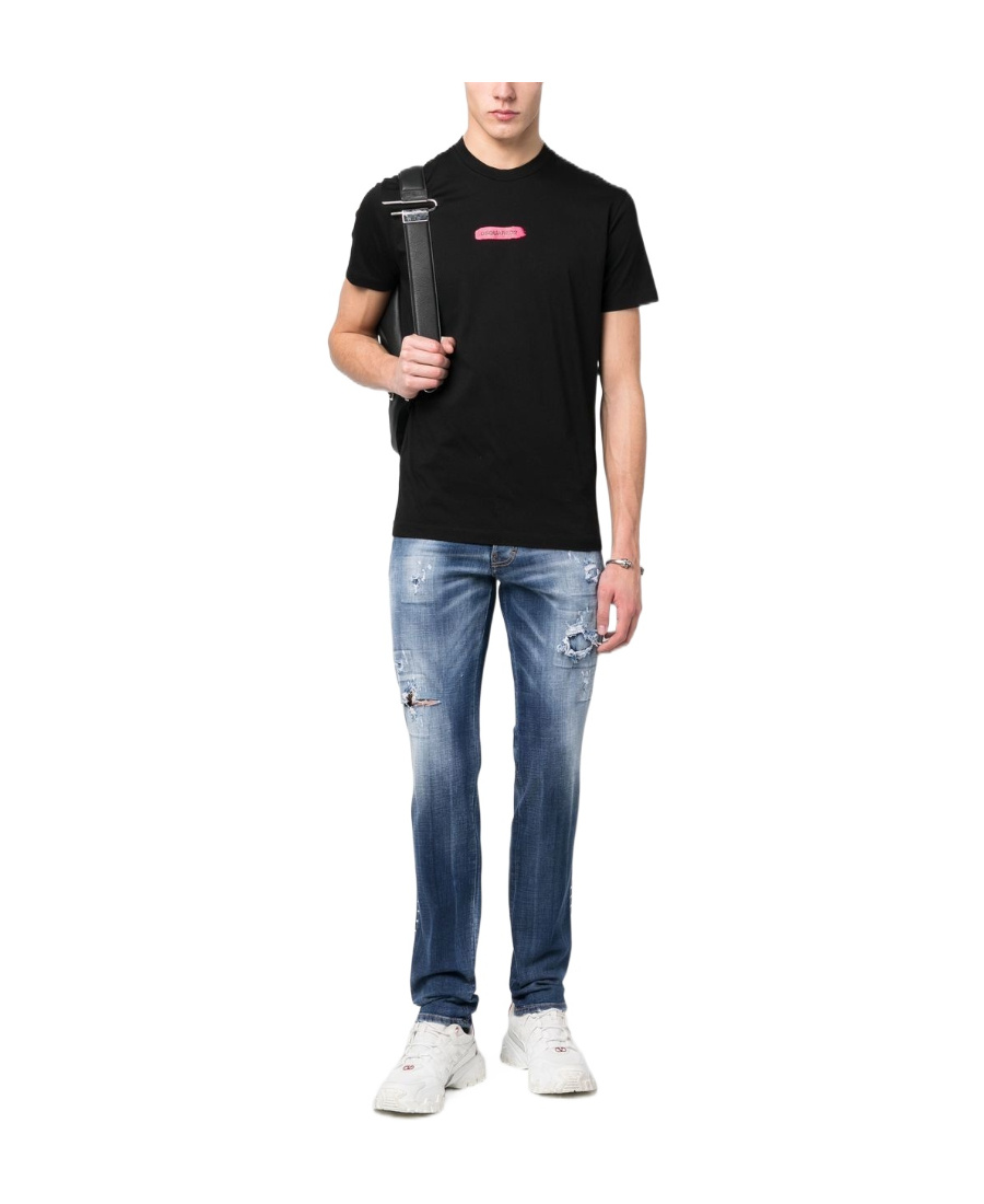 Dsquared2 Ripped Washed Regular Denim Trousers In Blue