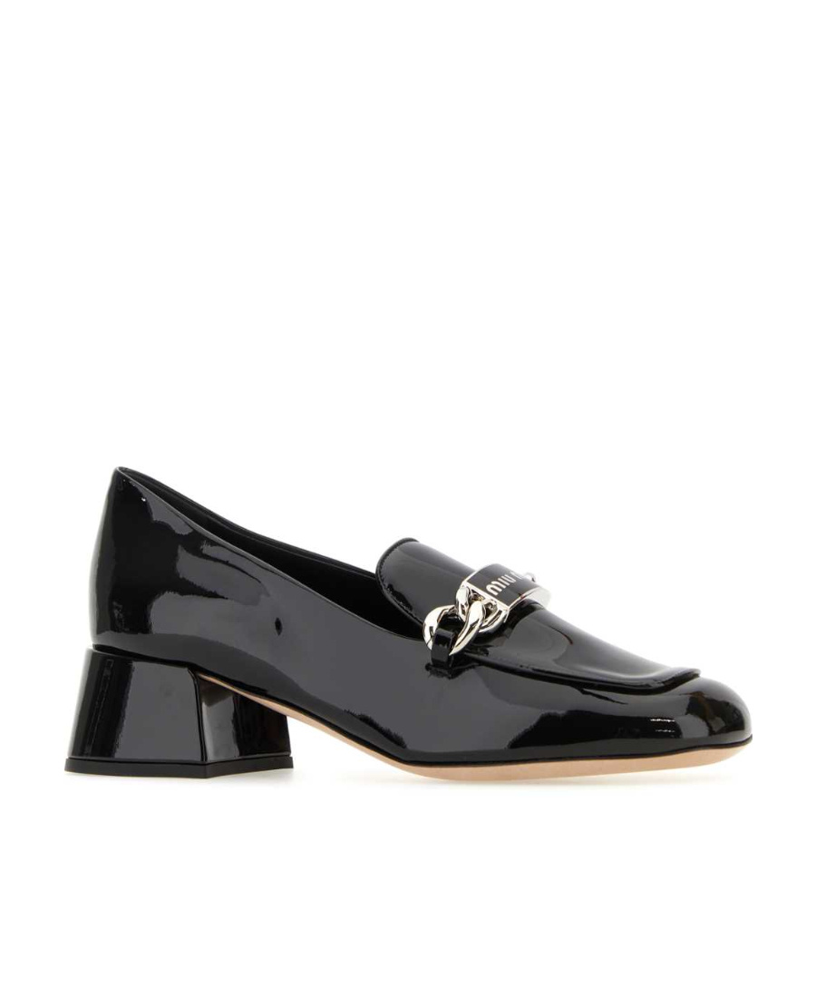 Miu Miu Square Head Loafer Shoes In Black