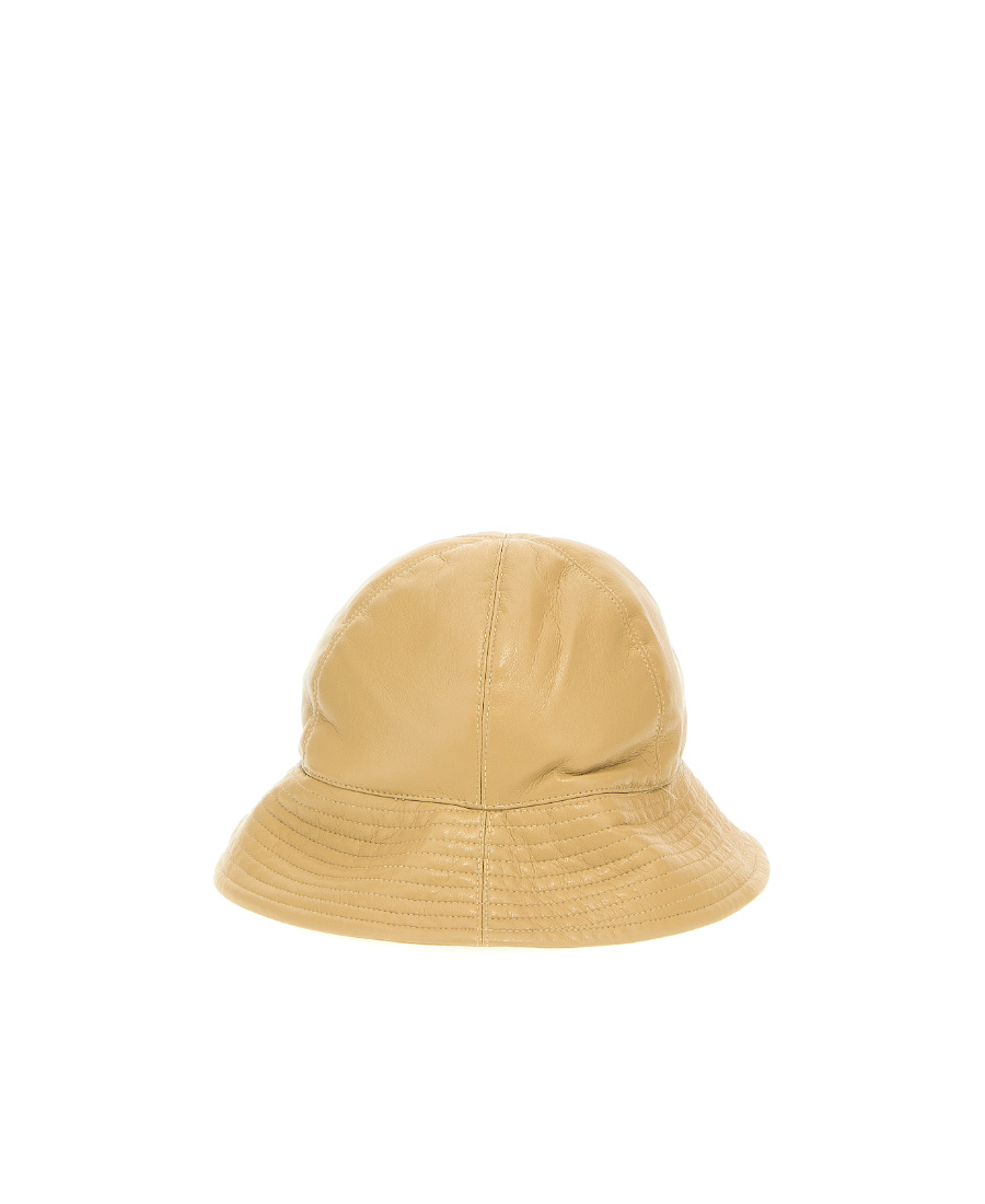Nanushka Logo-embroidered Faux-leather Bucket Hat In Nude