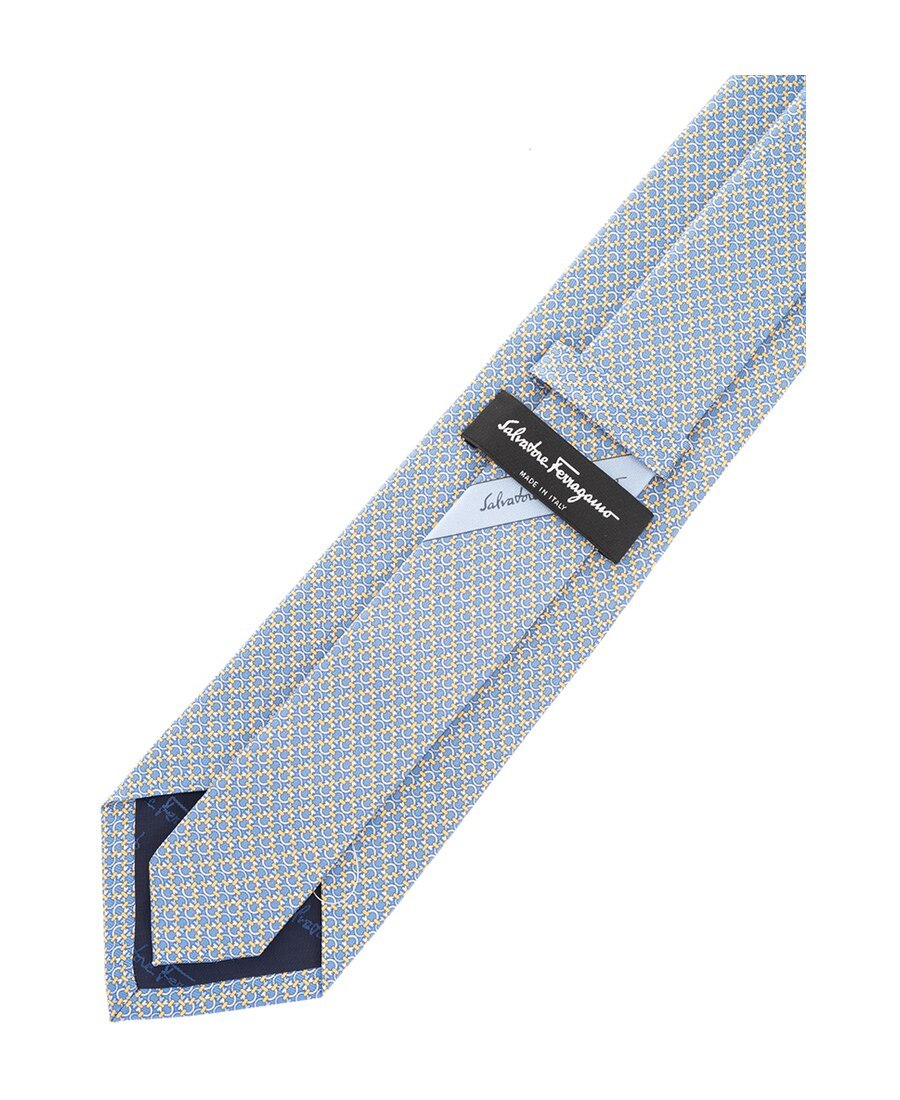 Ferragamo Gancini Pattern Tie In Blue