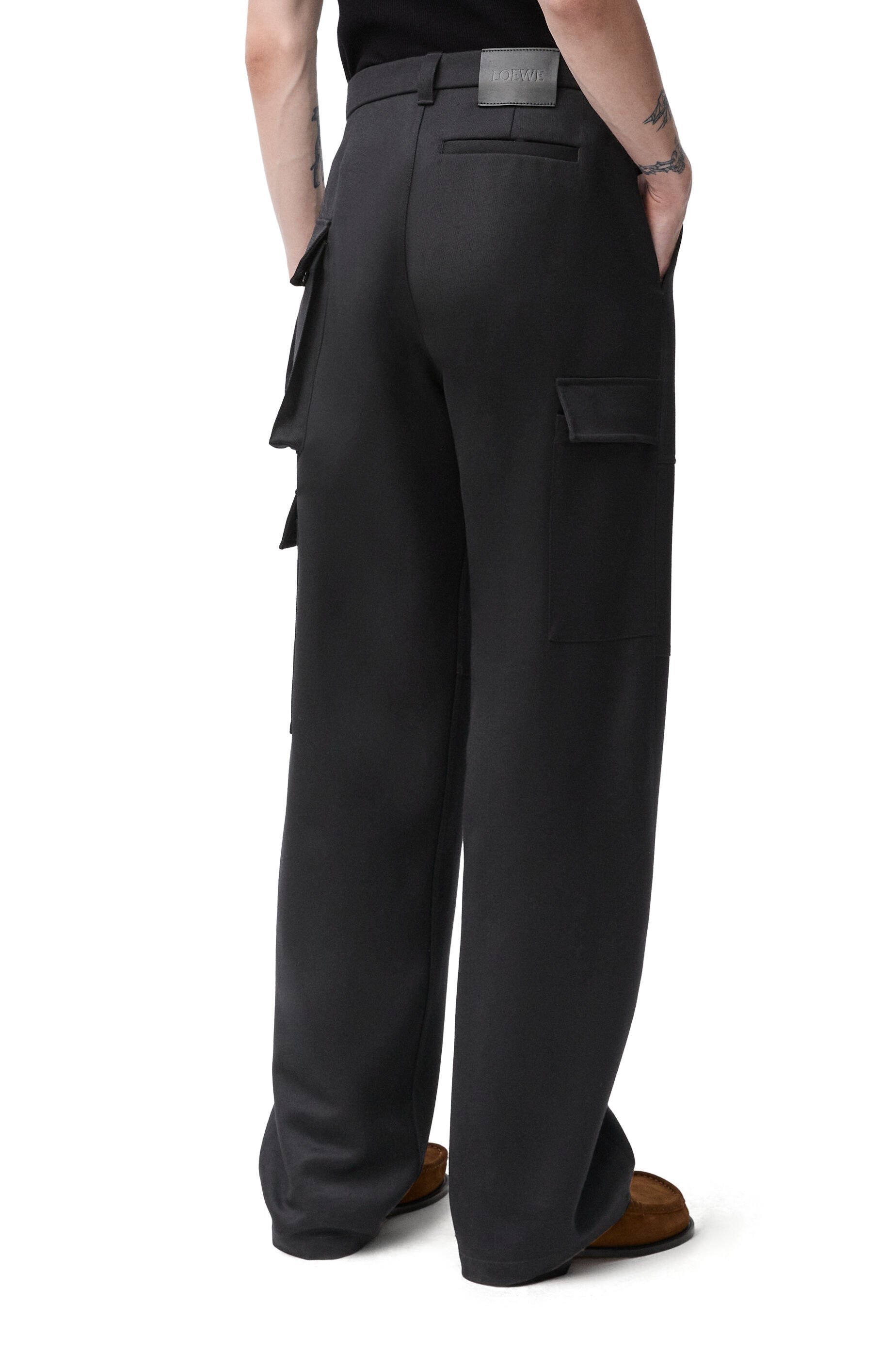 Loewe High-waisted Pleated Wide Trousers In Black