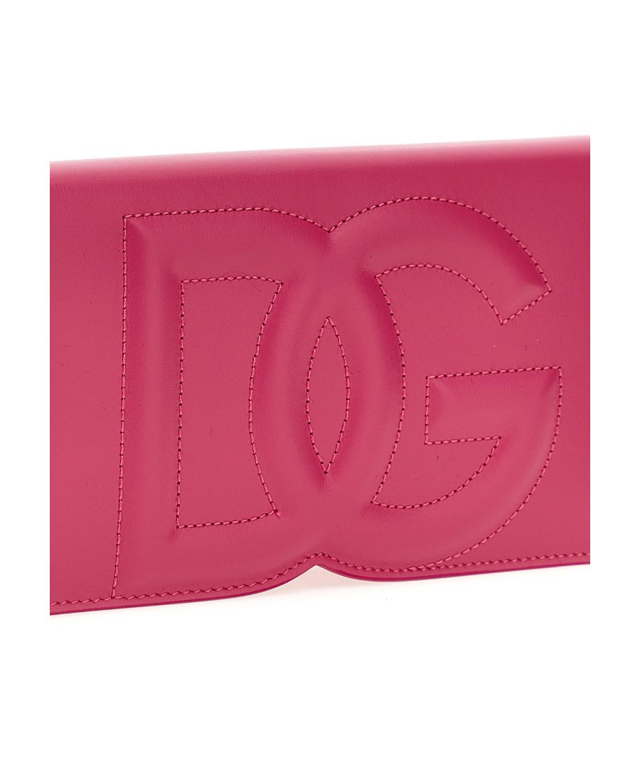 Dolce & Gabbana Dg Logo Micro Leather Crossbody Bag In Pink