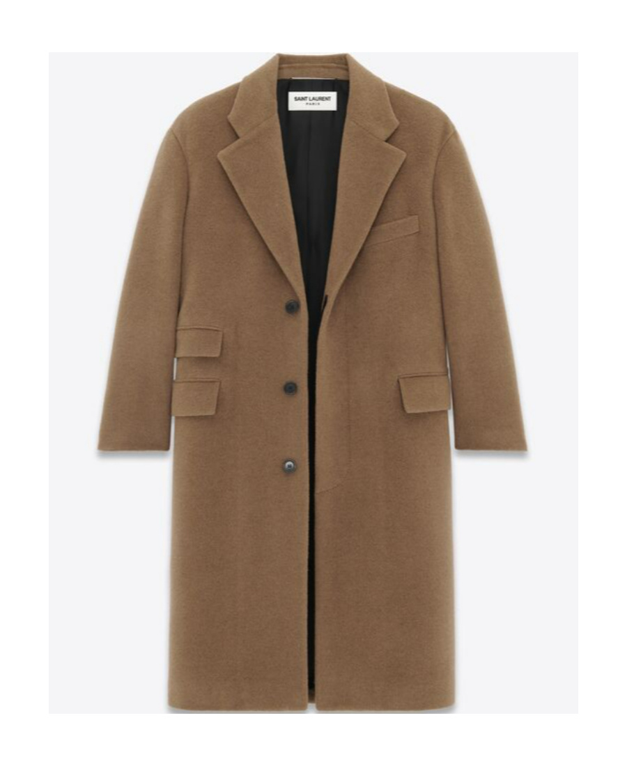 Saint Laurent Brushed Wool-felt Coat In Brown