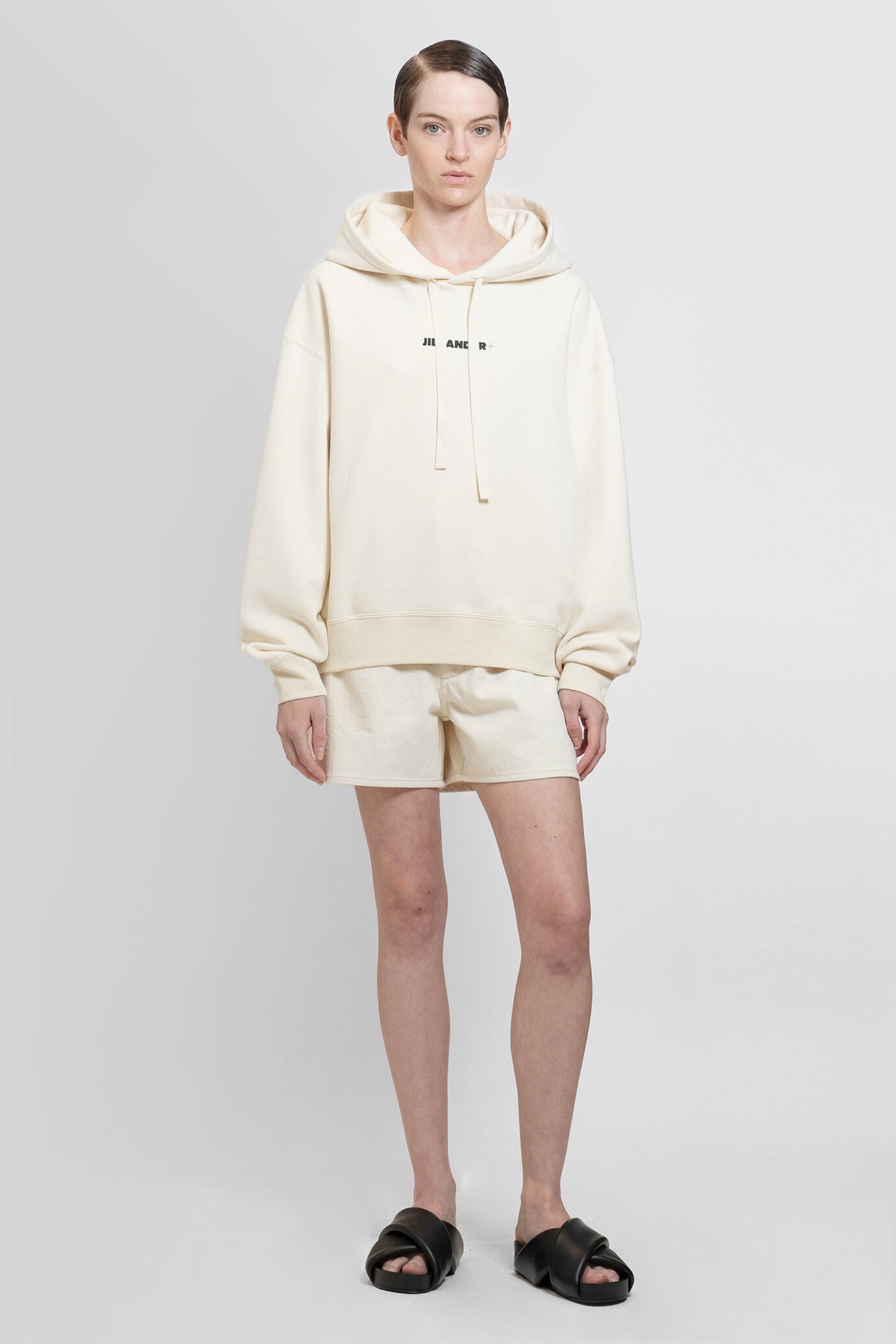 Jil Sander Cotton Hooded Sweatshirt In White