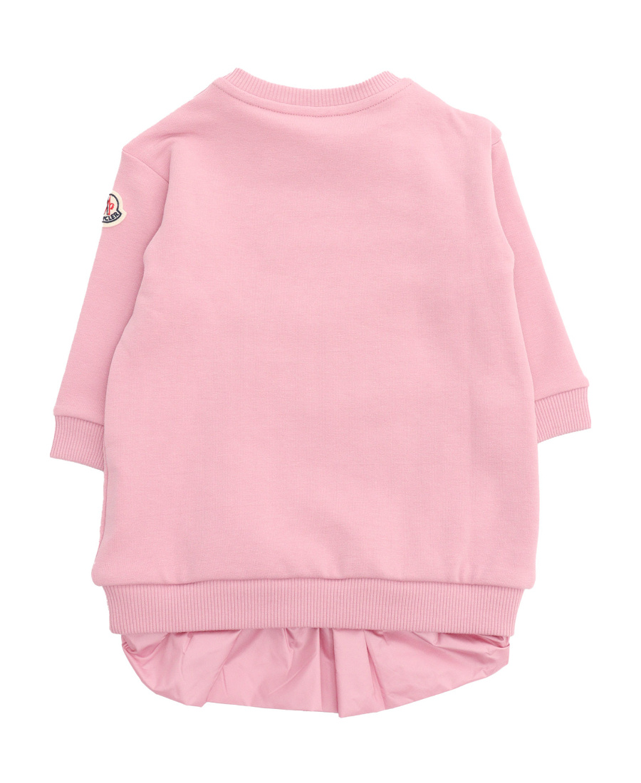 Moncler Logo-embroidered Crew-neck Dress In Pink