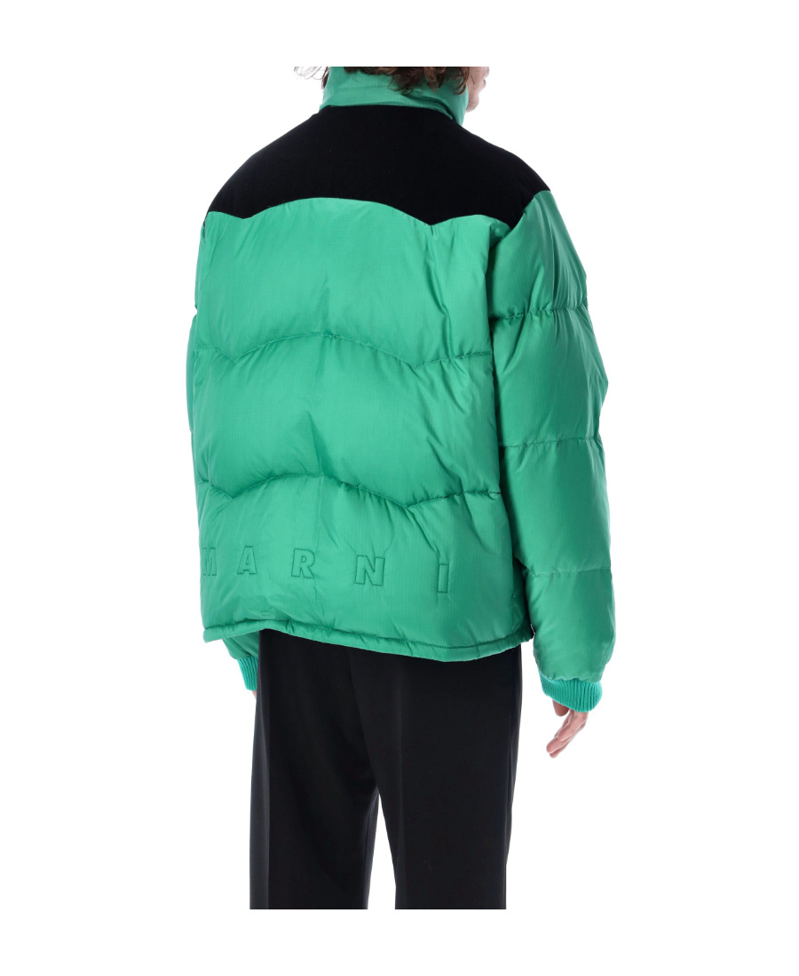 Marni Color-block Down Jacket In Green